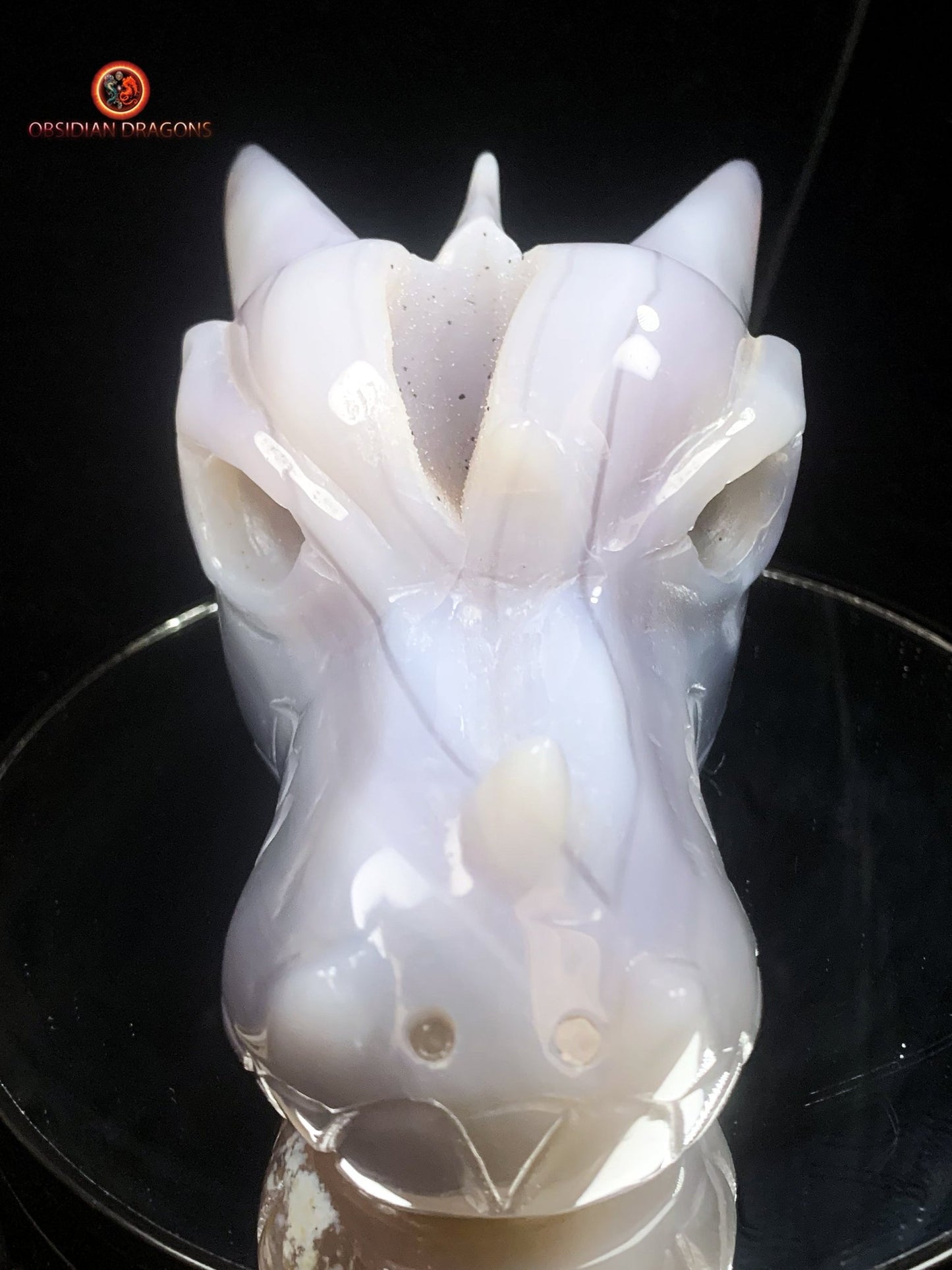 Crâne de dragon- Geode de quartz- Unique | obsidian dragons