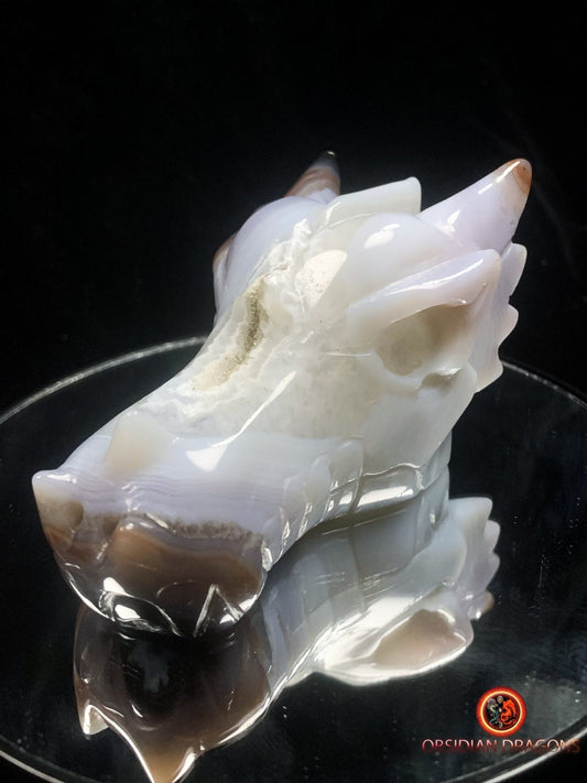 Crâne de dragon- Géode- Méditation draconique - obsidian dragons