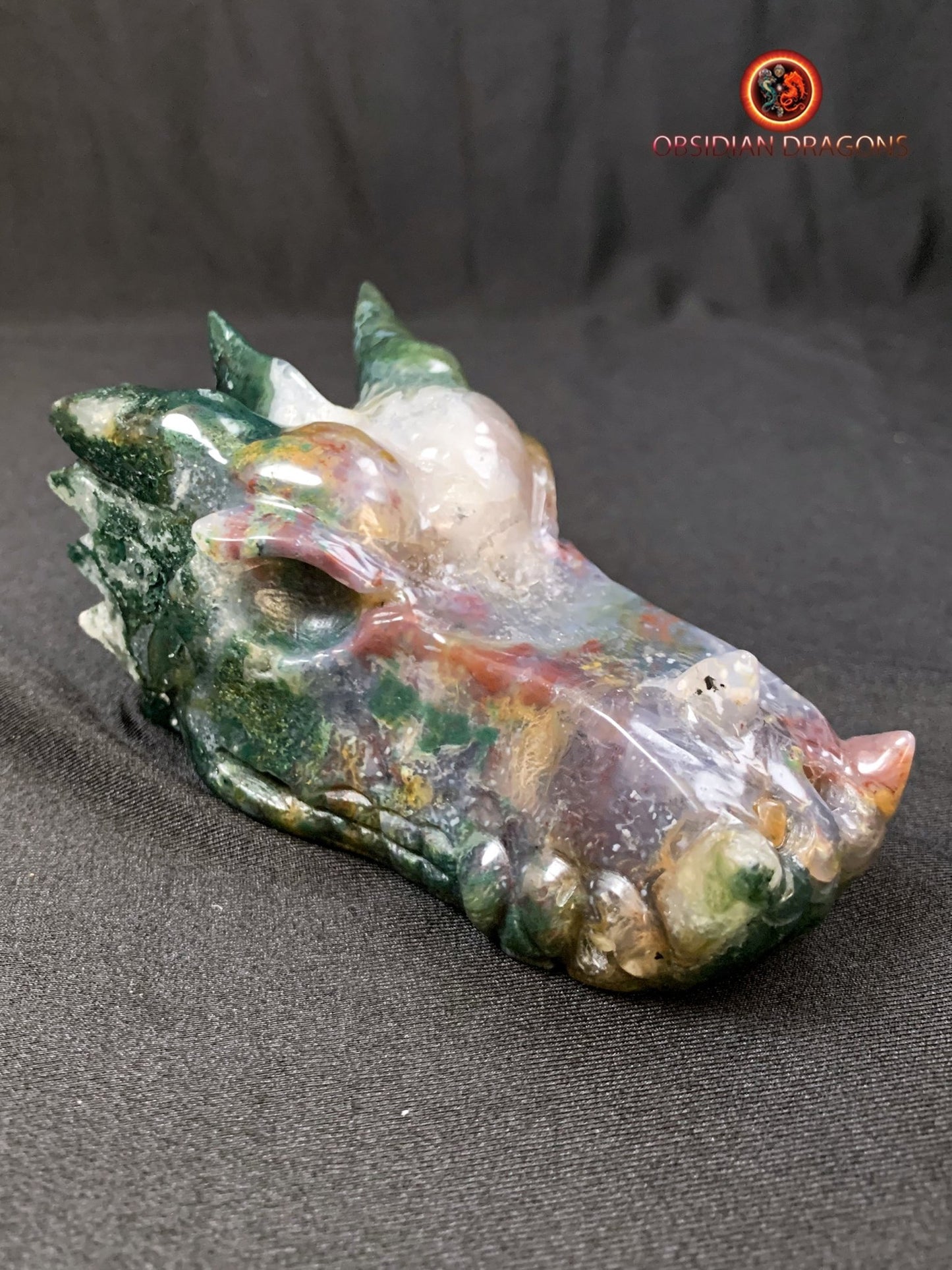 CRÂNE DE DRAGON- ARTISANAL- AGATE MOUSSE-UNIQUE