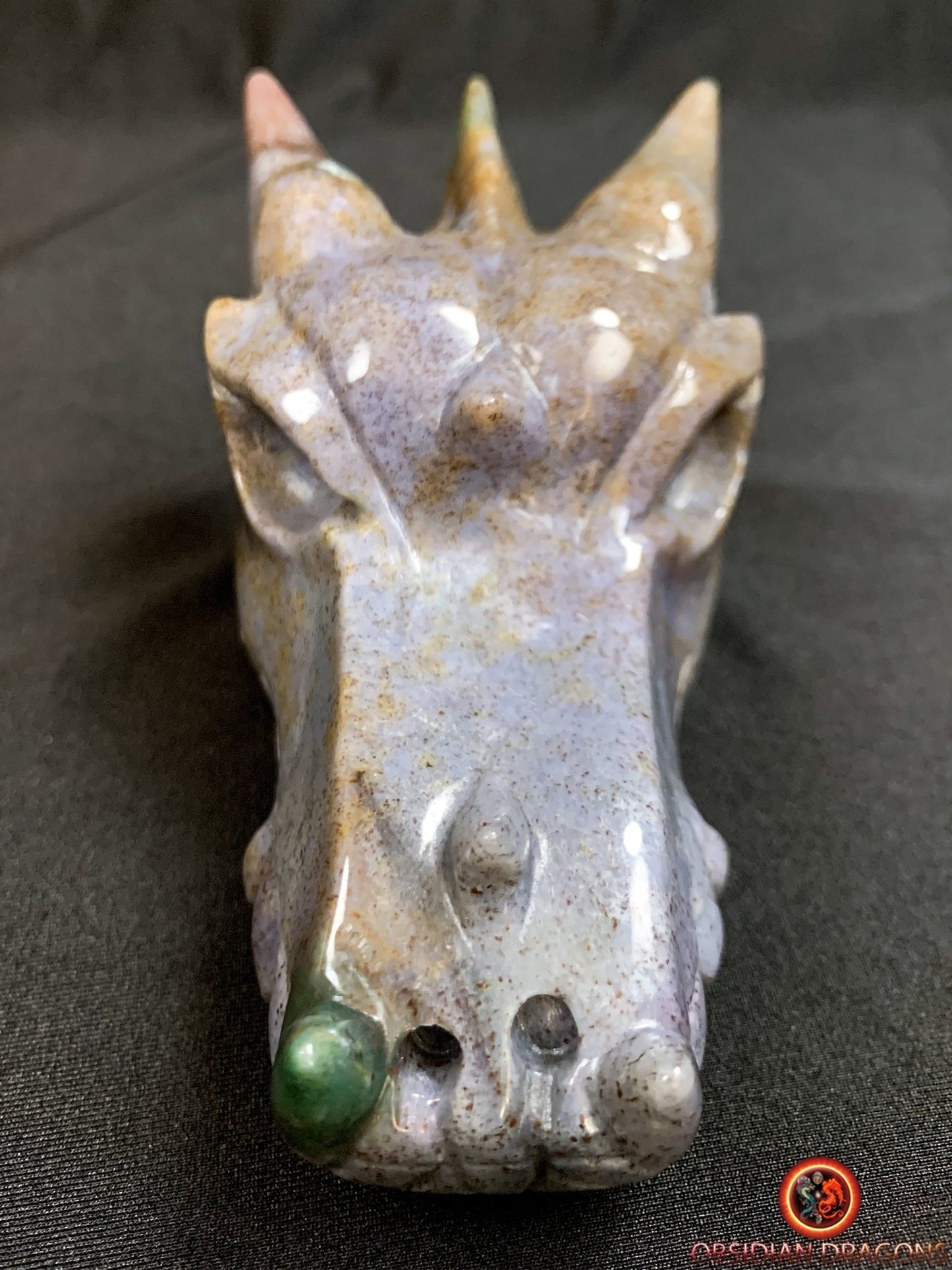 CRÂNE DE DRAGON- ARTISANAL- AGATE MOUSSE-UNIQUE