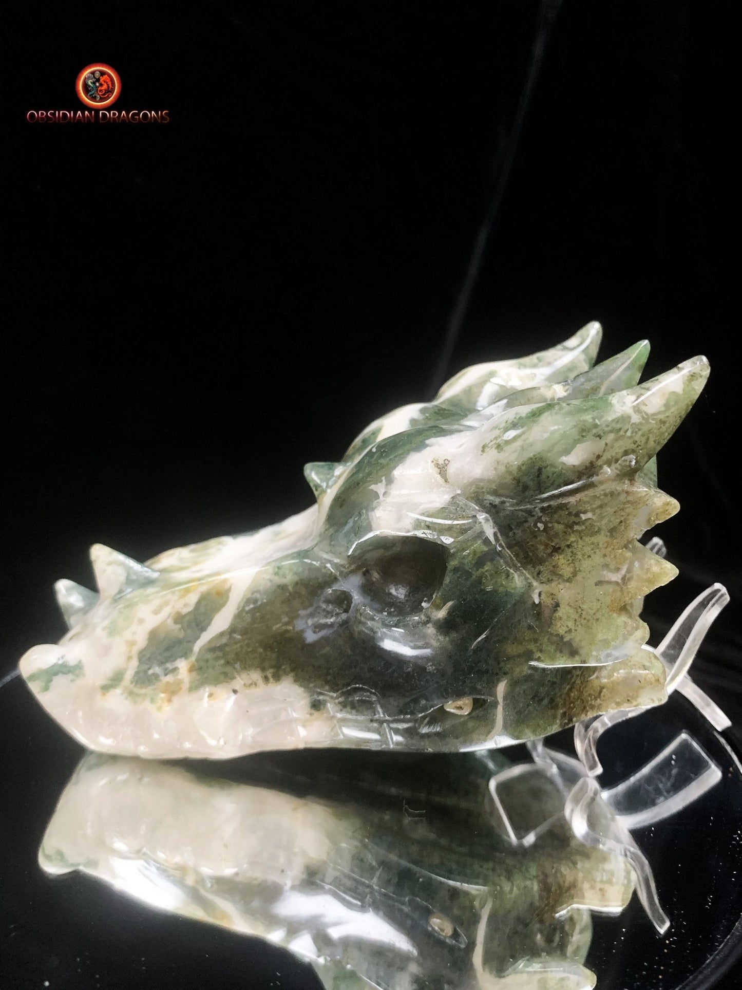 Crâne de dragon- Agate mousse- Artisanal | obsidian dragons
