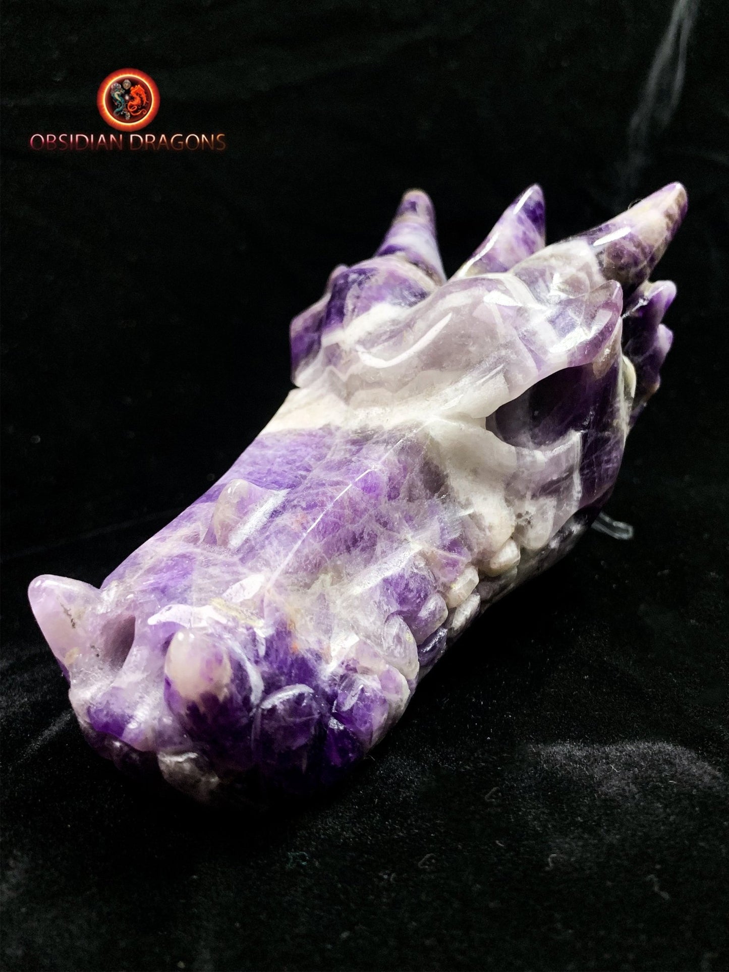 crâne de dragon en améthyste chevron