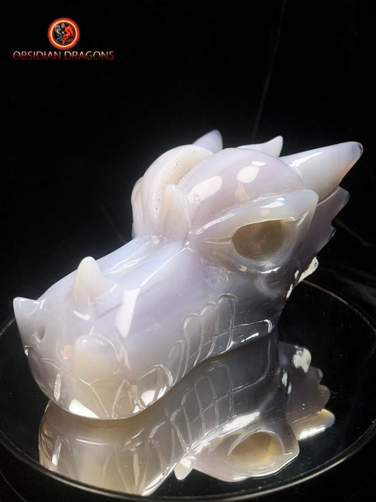 Crâne de dragon- Geode de quartz- Unique | obsidian dragons
