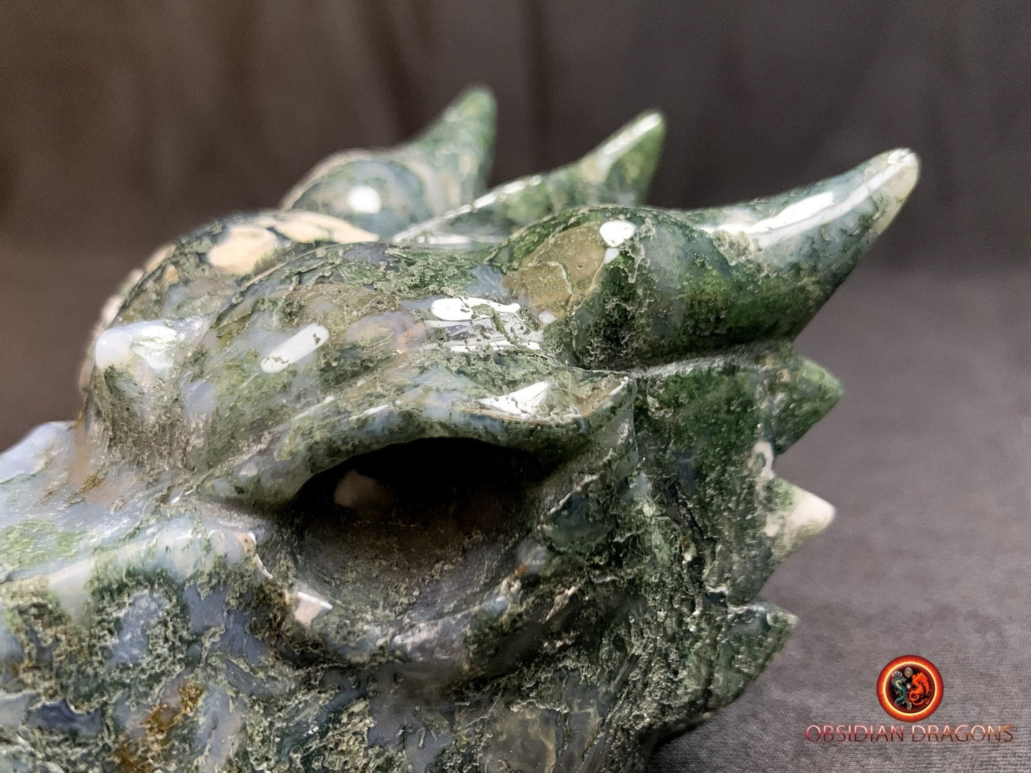CRÂNE DE DRAGON- ARTISANAL- AGATE MOUSSE-UNIQUE