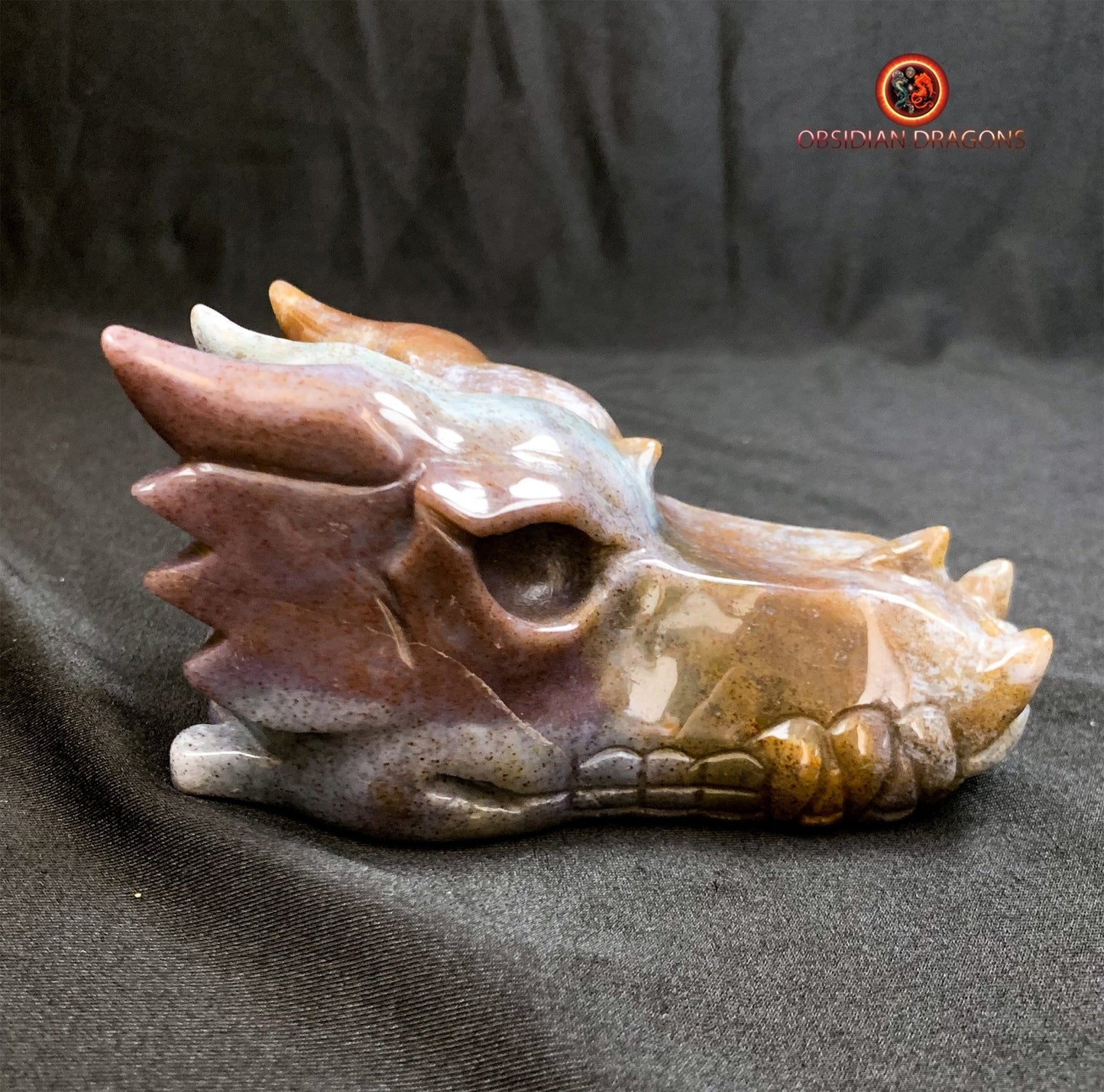 CRÂNE DE DRAGON- ARTISANAL- AGATE MOUSSE-UNIQUE