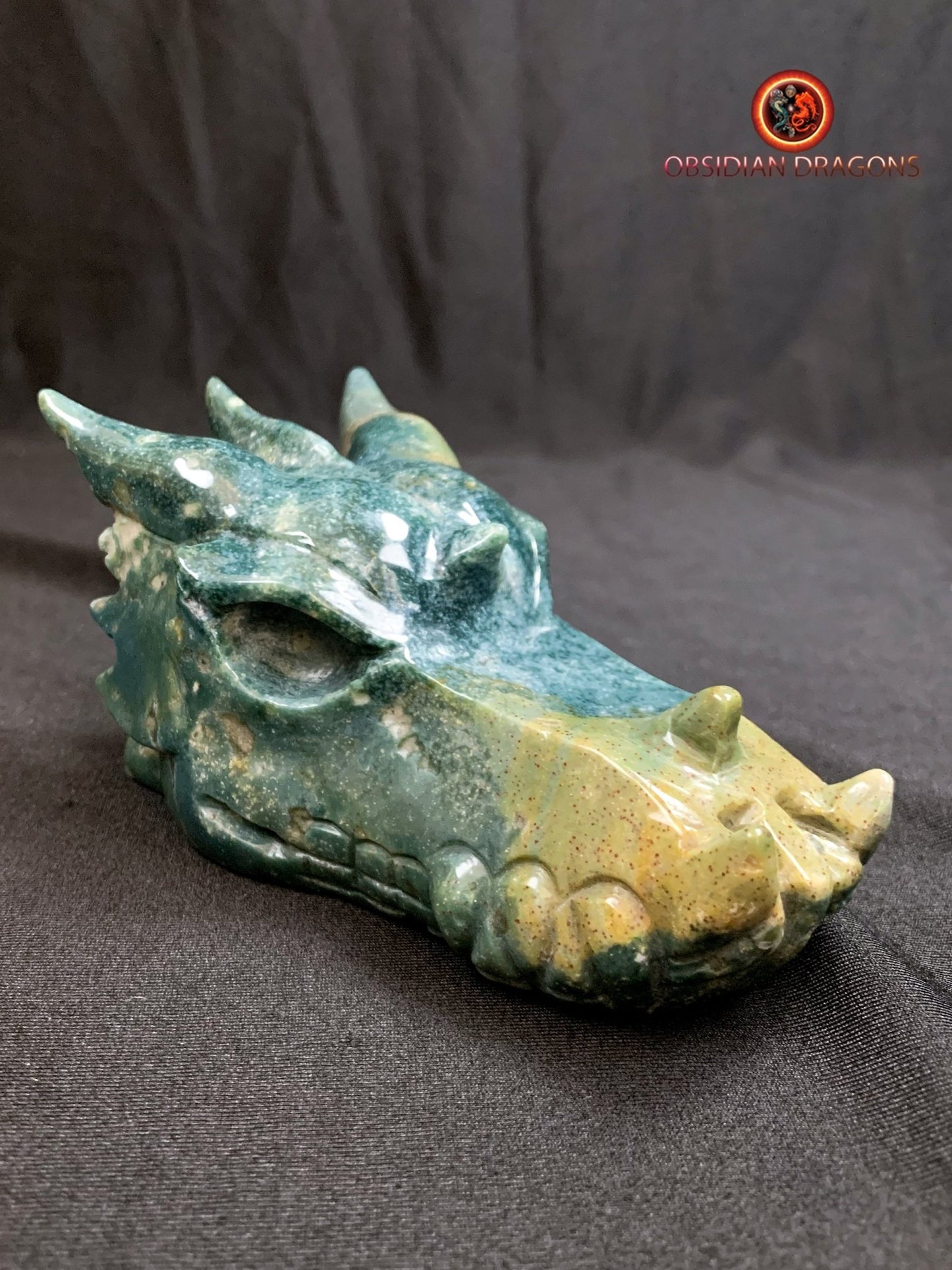 CRÂNE DE DRAGON- ARTISANAL- AGATE MOUSSE-UNIQUE