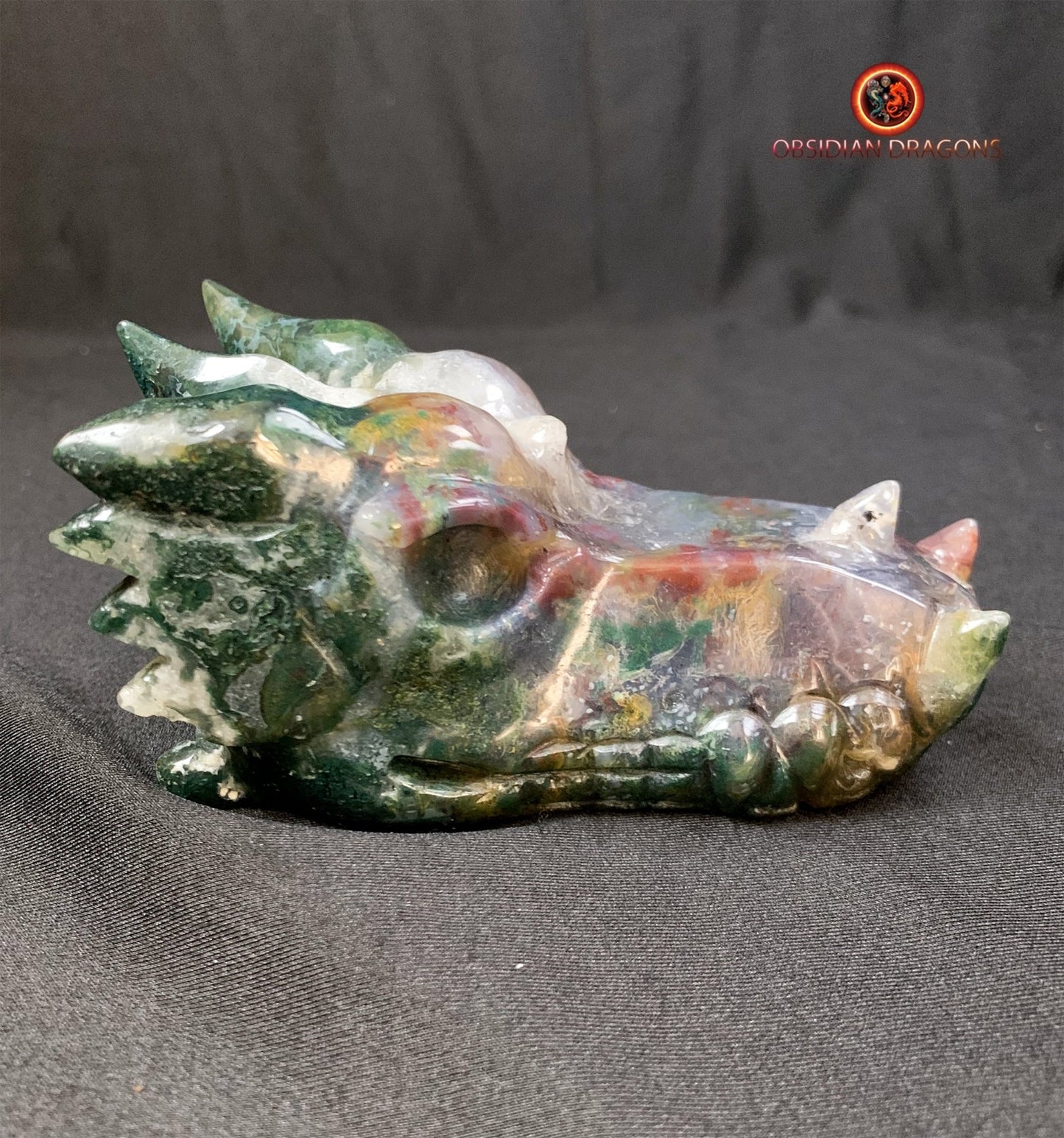 CRÂNE DE DRAGON- ARTISANAL- AGATE MOUSSE-UNIQUE