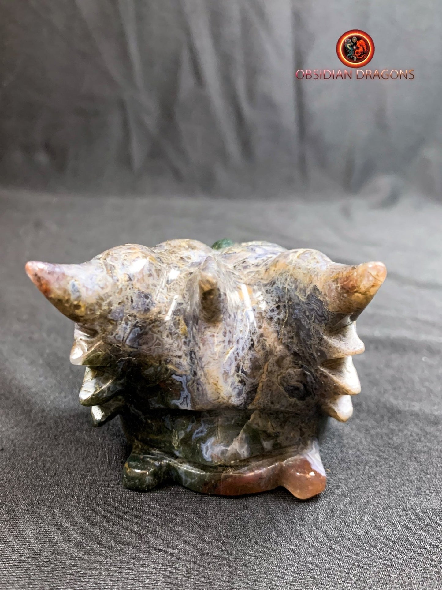 CRÂNE DE DRAGON- ARTISANAL- AGATE MOUSSE-UNIQUE