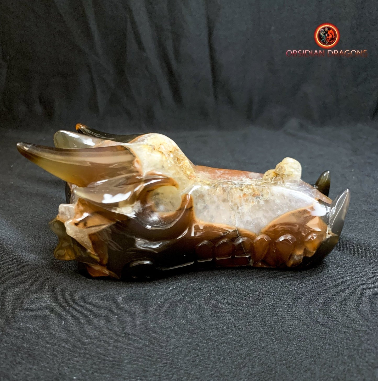 Crâne de dragon- artisanal- géode de quartz
