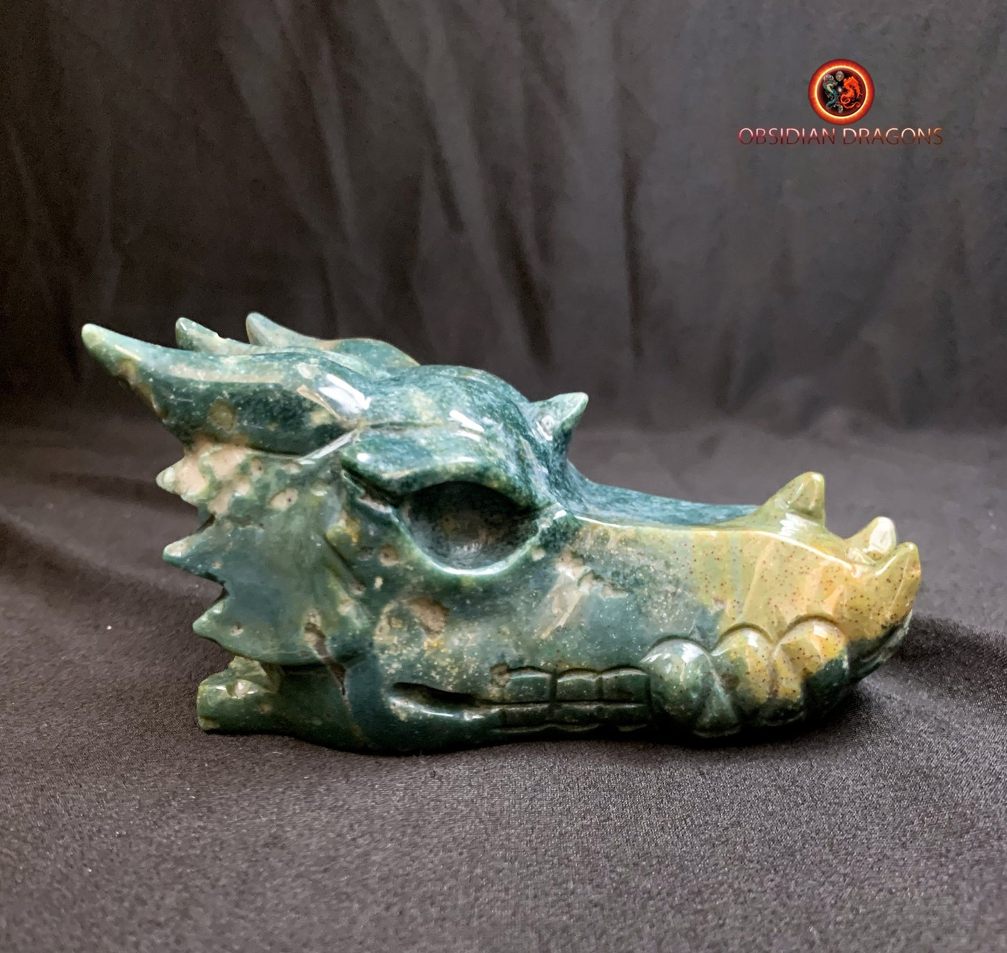 CRÂNE DE DRAGON- ARTISANAL- AGATE MOUSSE-UNIQUE