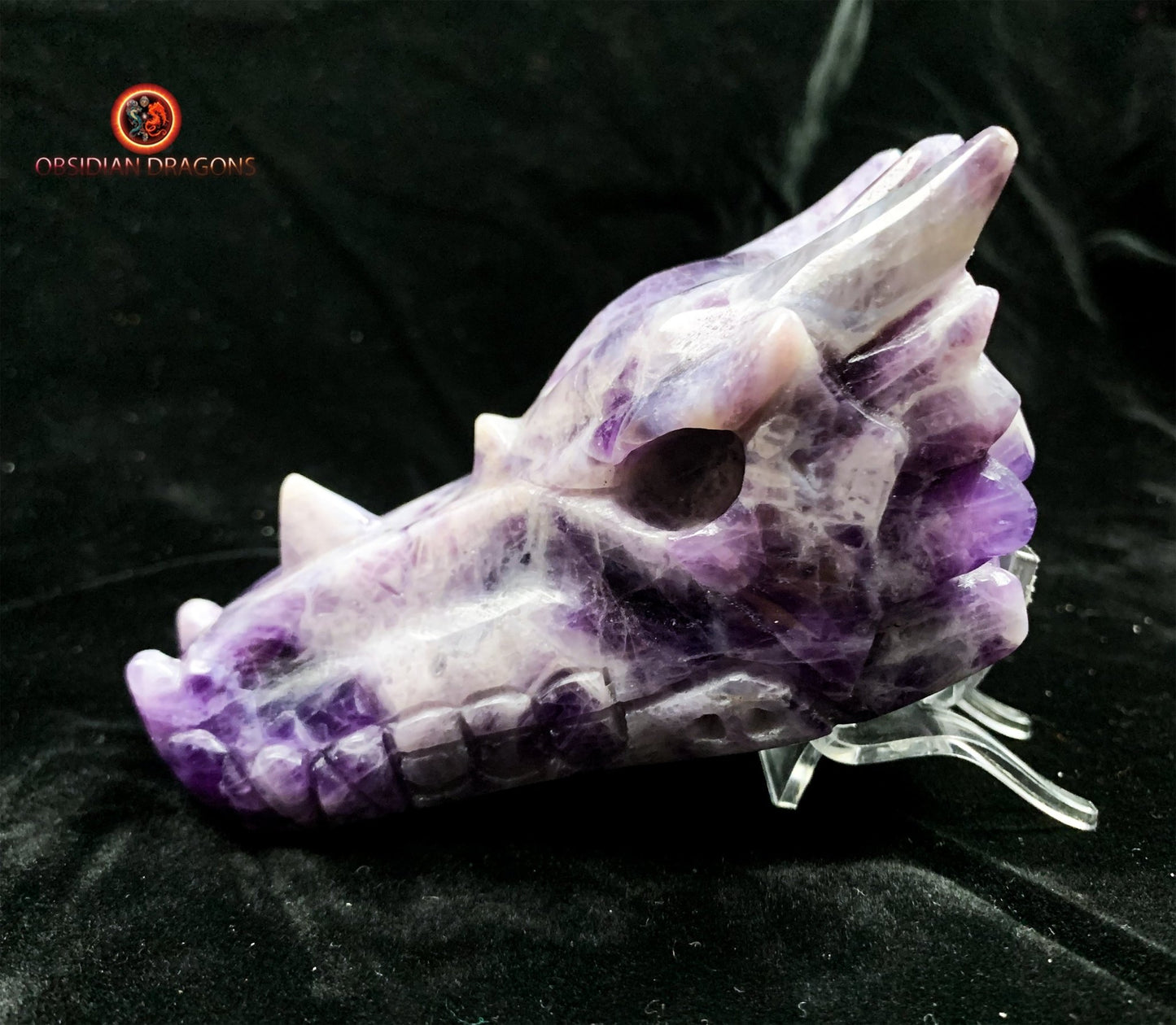 crâne de dragon en améthyste