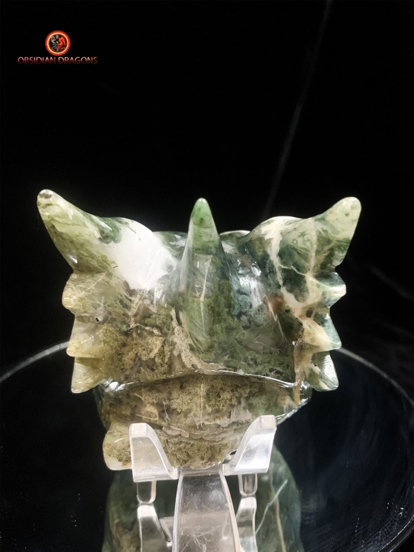 Crâne de dragon- Agate mousse- Artisanal | obsidian dragons