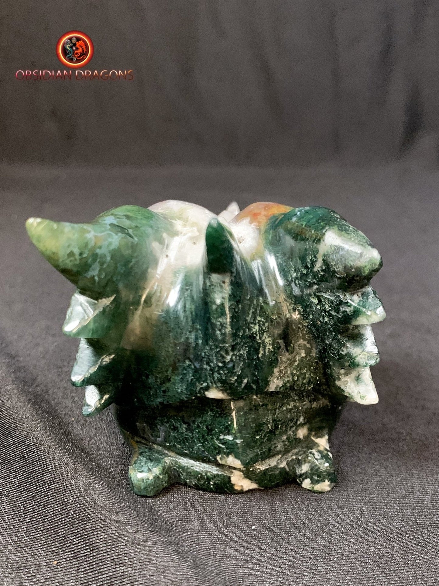 CRÂNE DE DRAGON- ARTISANAL- AGATE MOUSSE-UNIQUE