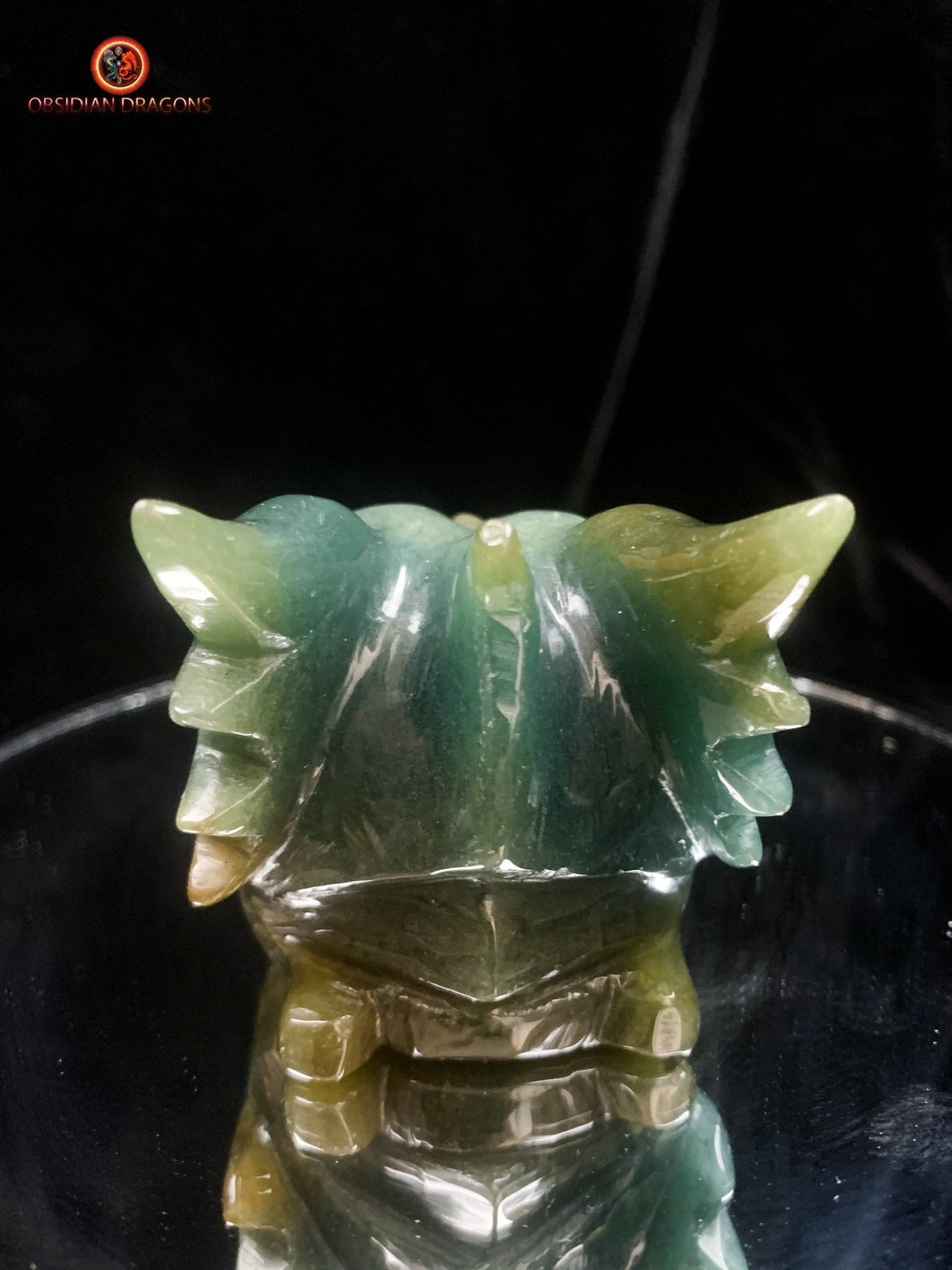 Crâne de dragon en agate mousse- naturel | obsidian dragons