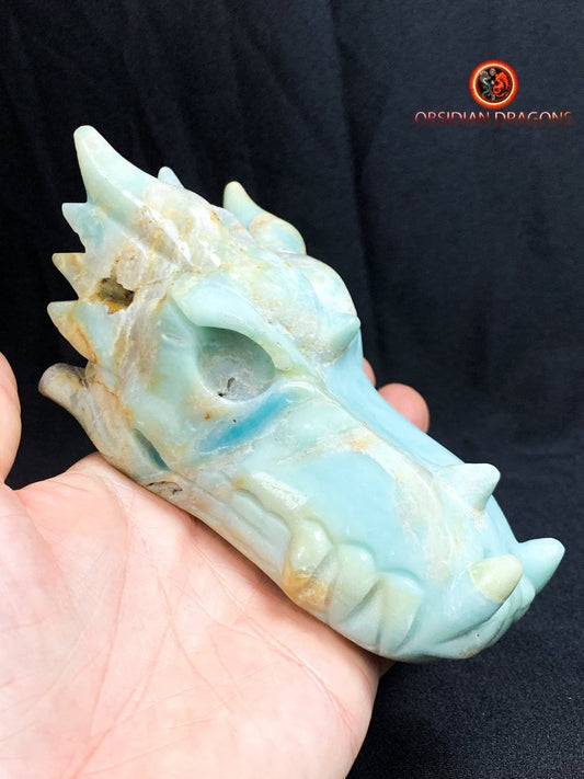 crâne de dragon- artisanal- amazonite- unique