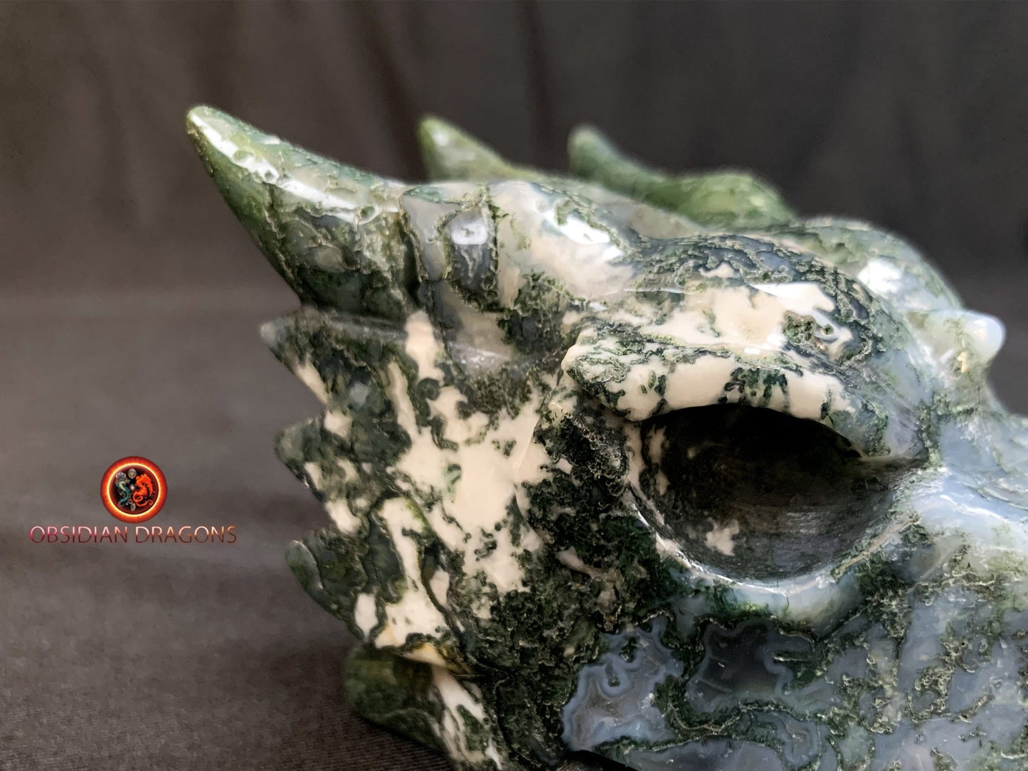 CRÂNE DE DRAGON- ARTISANAL- AGATE MOUSSE-UNIQUE