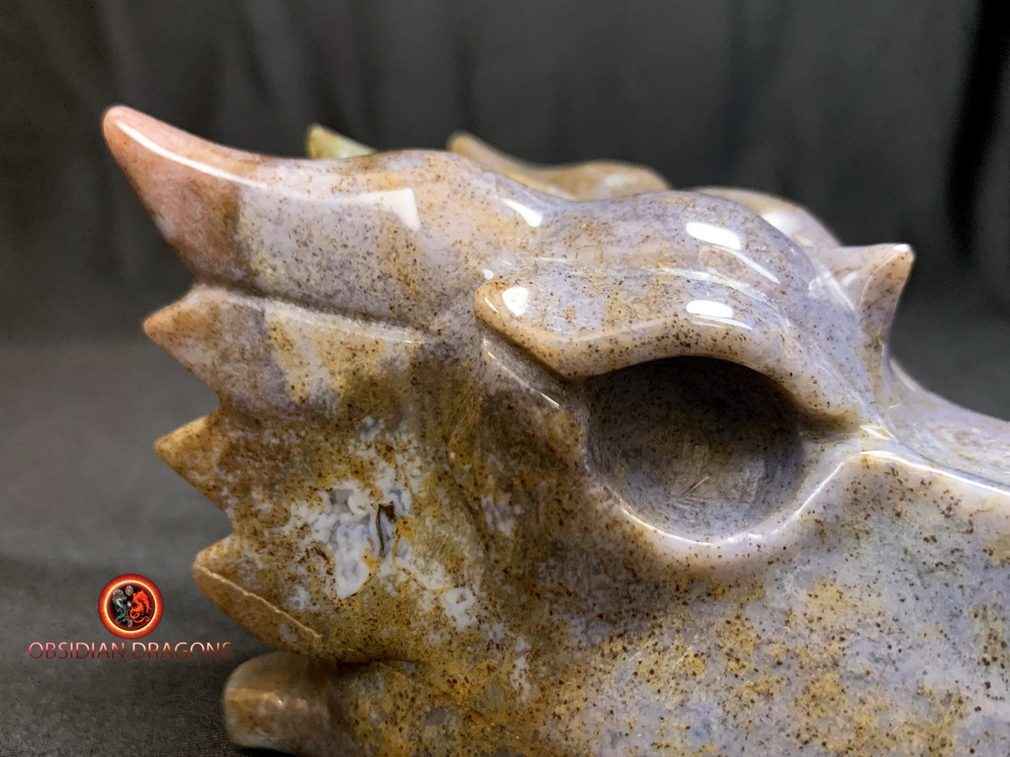 CRÂNE DE DRAGON- ARTISANAL- AGATE MOUSSE-UNIQUE
