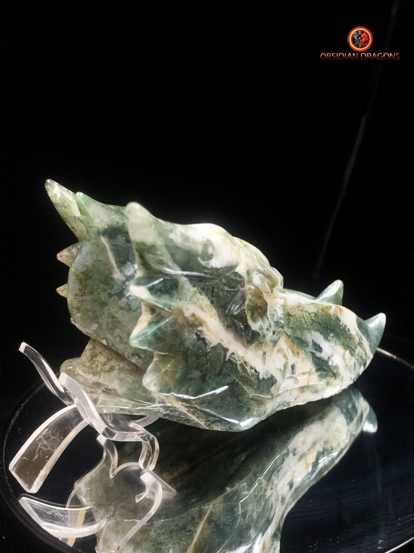 Crâne de dragon- Agate mousse- Artisanal | obsidian dragons