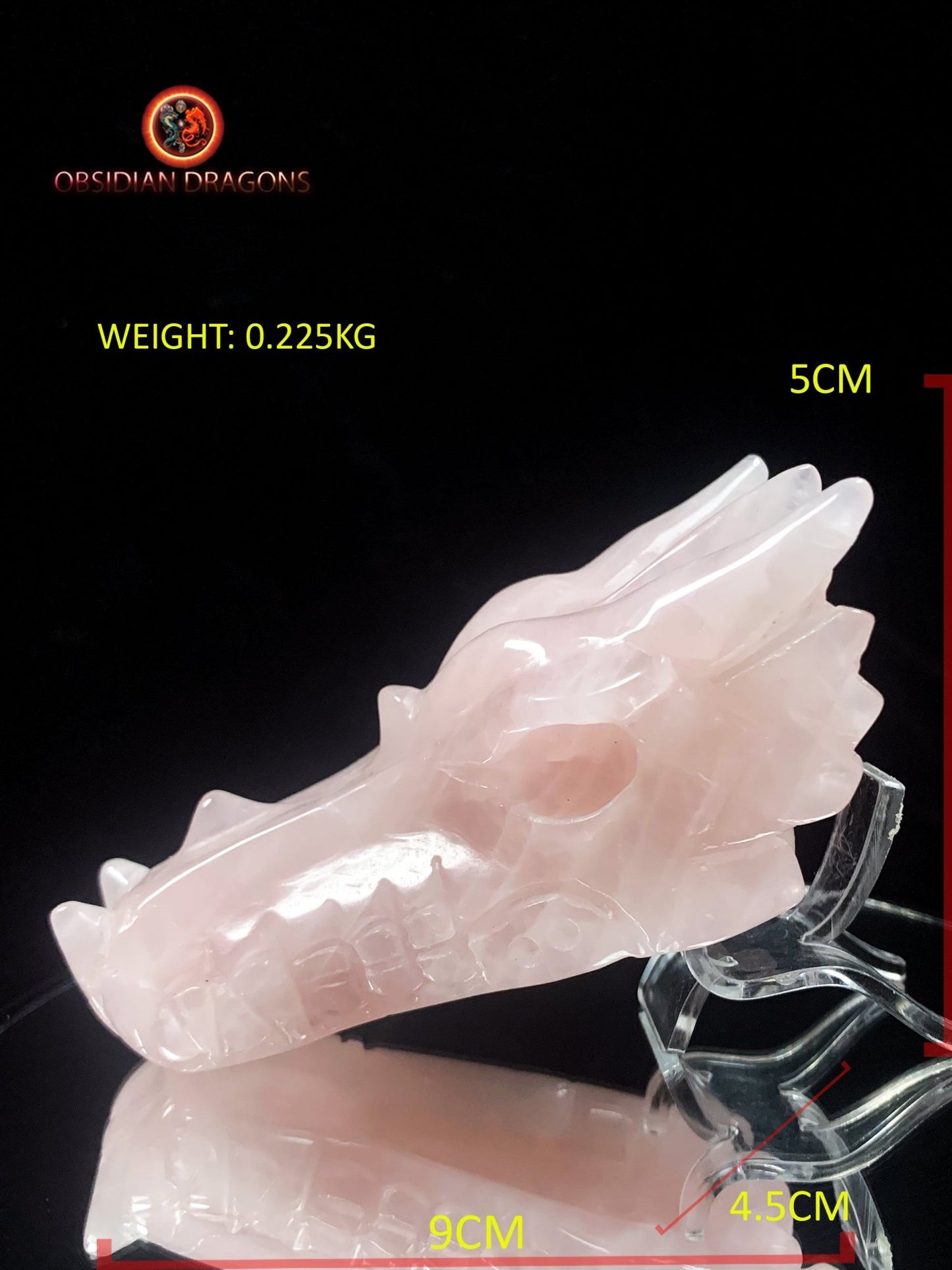 Crâne de dragon en quartz rose- pièce unique