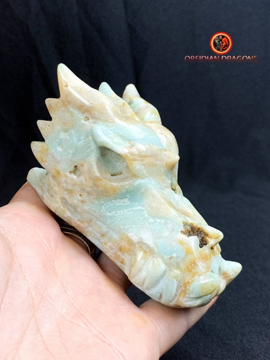crâne de dragon- artisanal- amazonite- unique