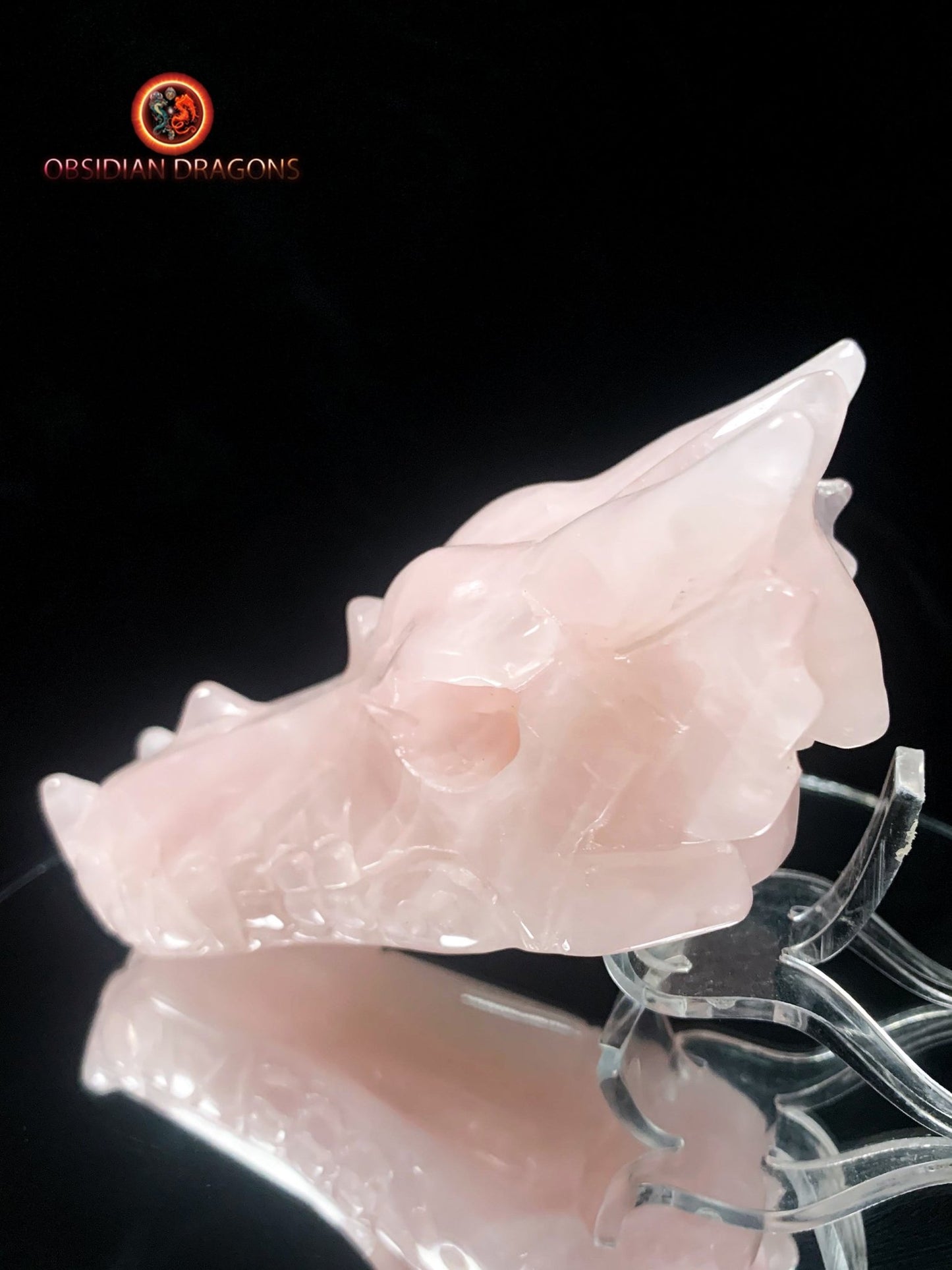 Crâne de dragon en quartz rose- pièce unique