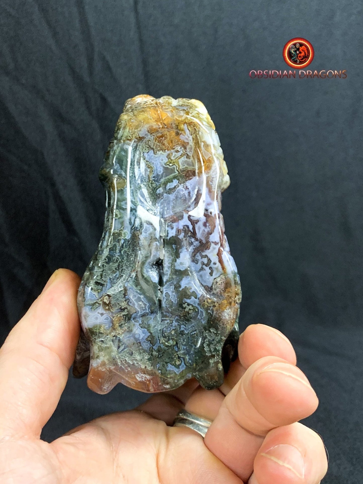 CRÂNE DE DRAGON- ARTISANAL- AGATE MOUSSE-UNIQUE