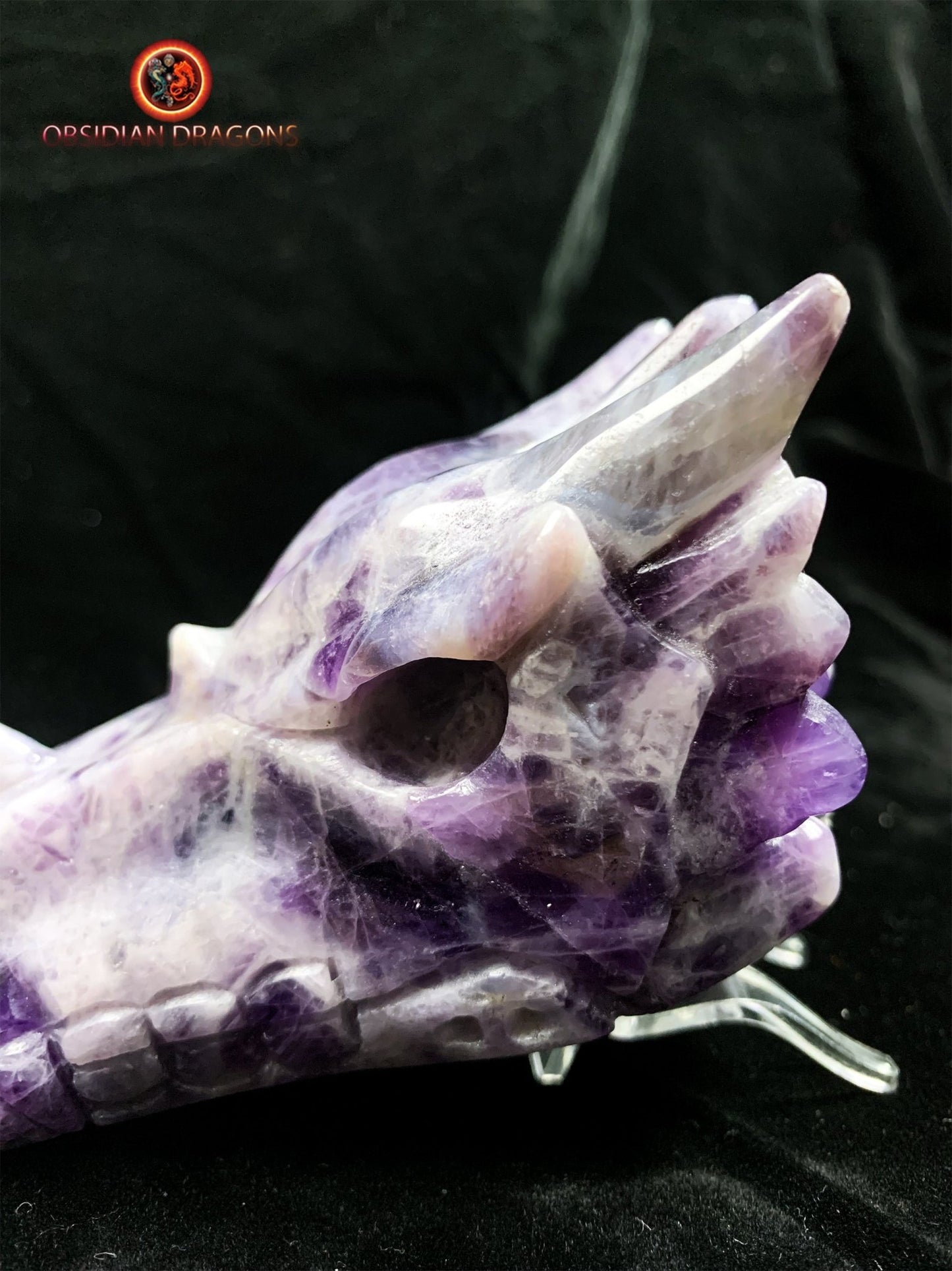 crâne de dragon en améthyste