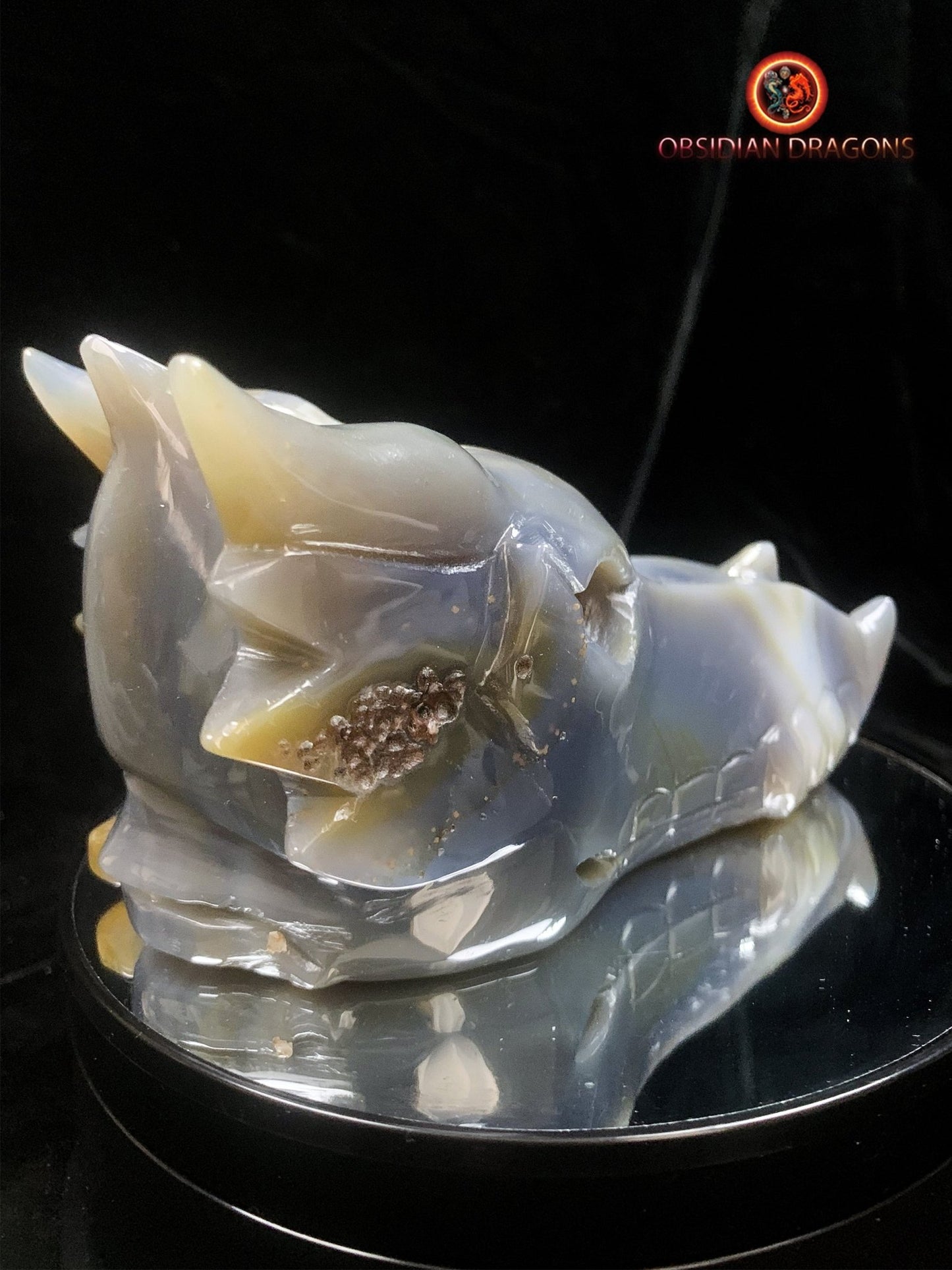 Crâne de dragon- Geode de quartz- Exceptionnel | obsidian dragons