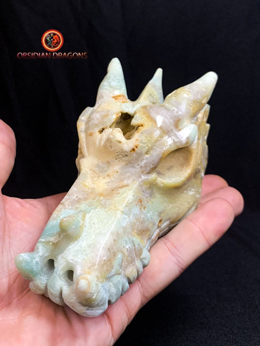 crâne de dragon- artisanal- amazonite- unique