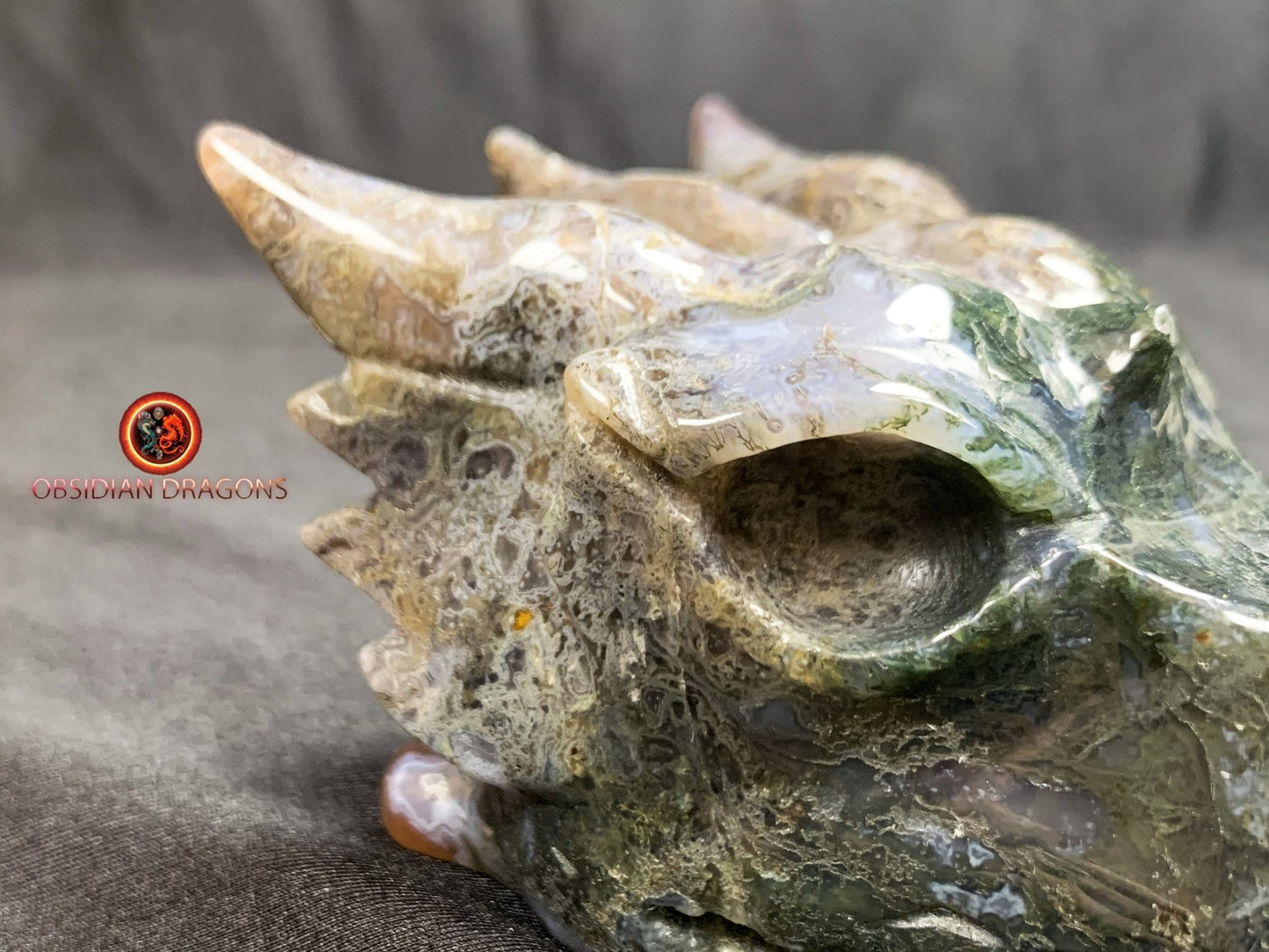 CRÂNE DE DRAGON- ARTISANAL- AGATE MOUSSE-UNIQUE