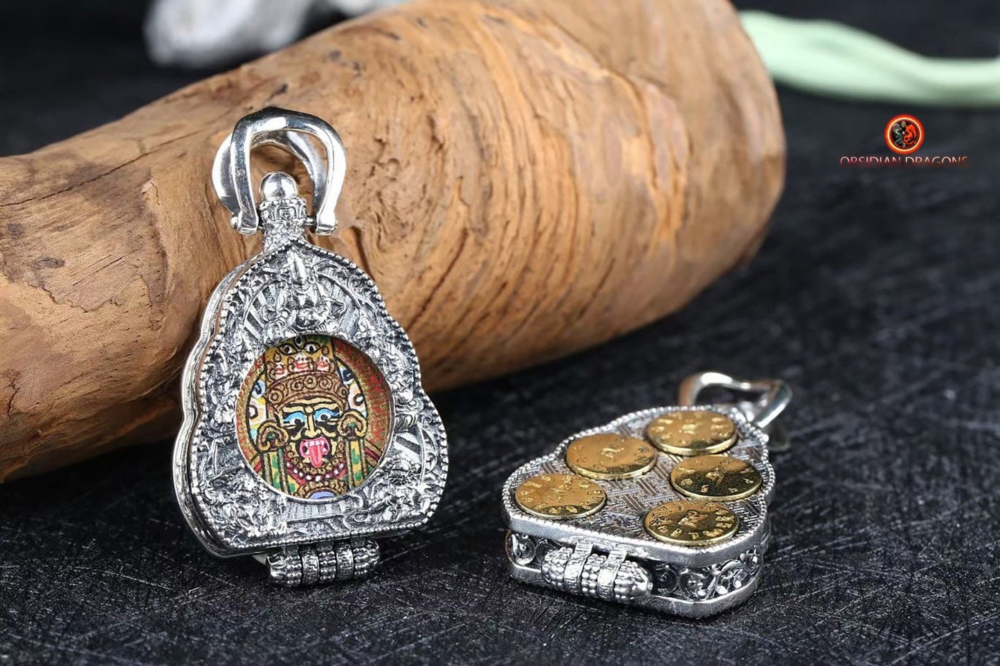 Ghau Tibétain- Tangka artisanal- Zakiram- Mantras de richesses | obsidian dragons