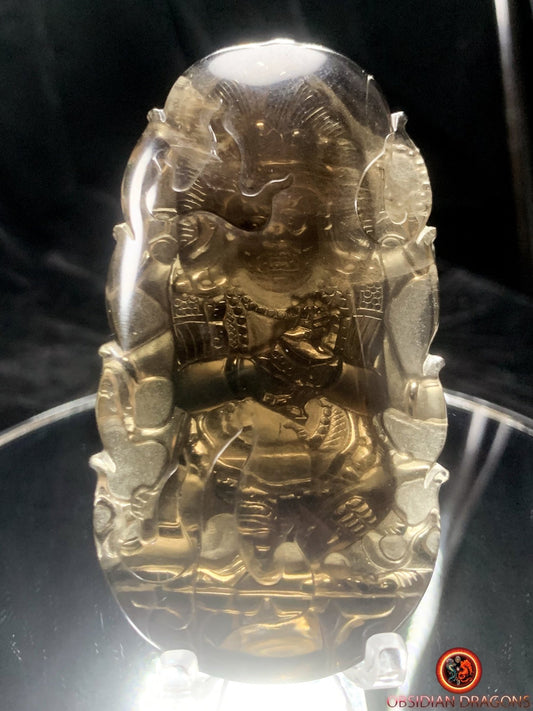 Pierre votive bouddhiste- Mahakala- Quartz fumé- Rare | obsidian dragons