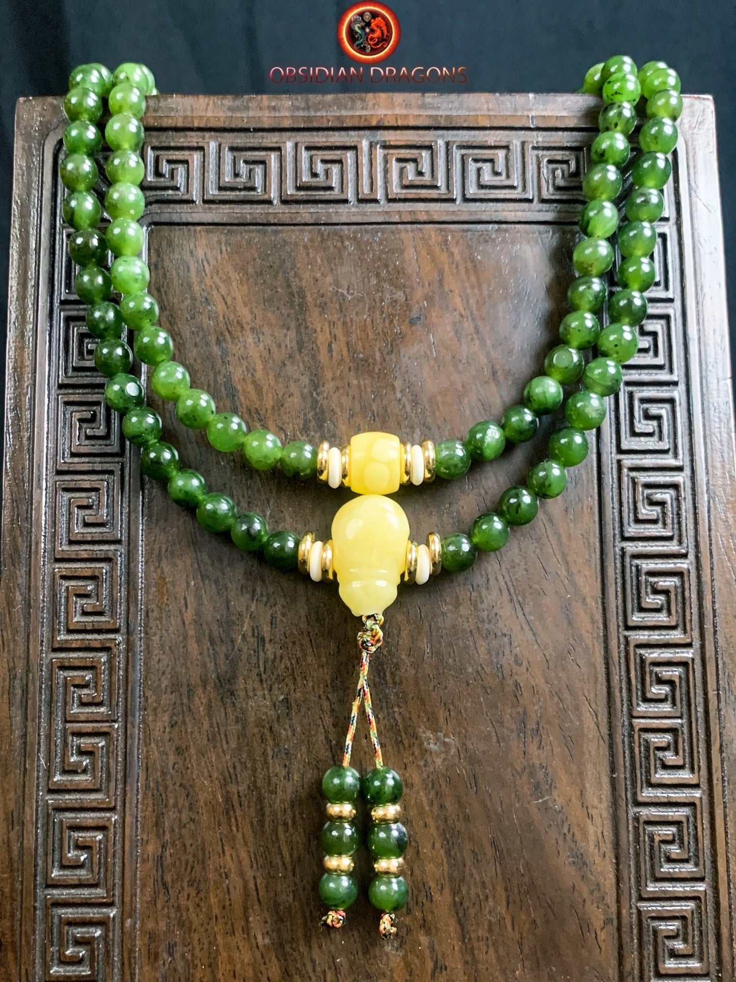 Mala en Jade vert et ambre
