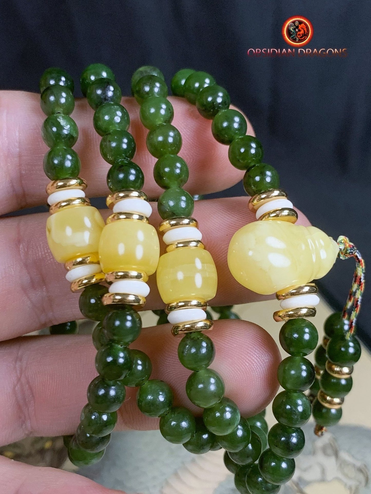 Mala en Jade vert et ambre