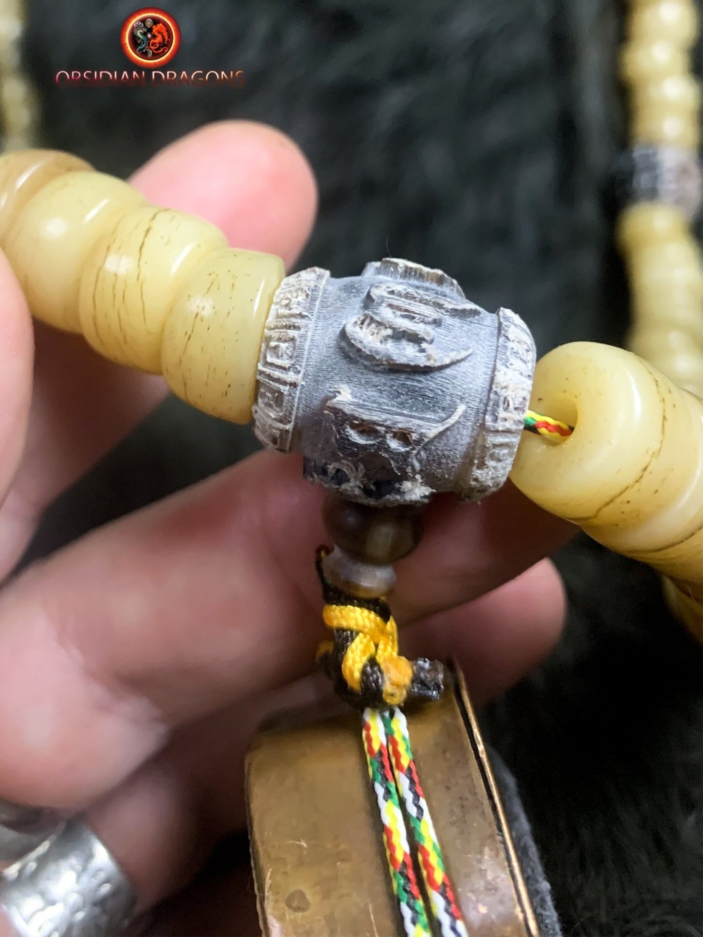 Mala tibétain en os- traditionnel- Ghau ancien