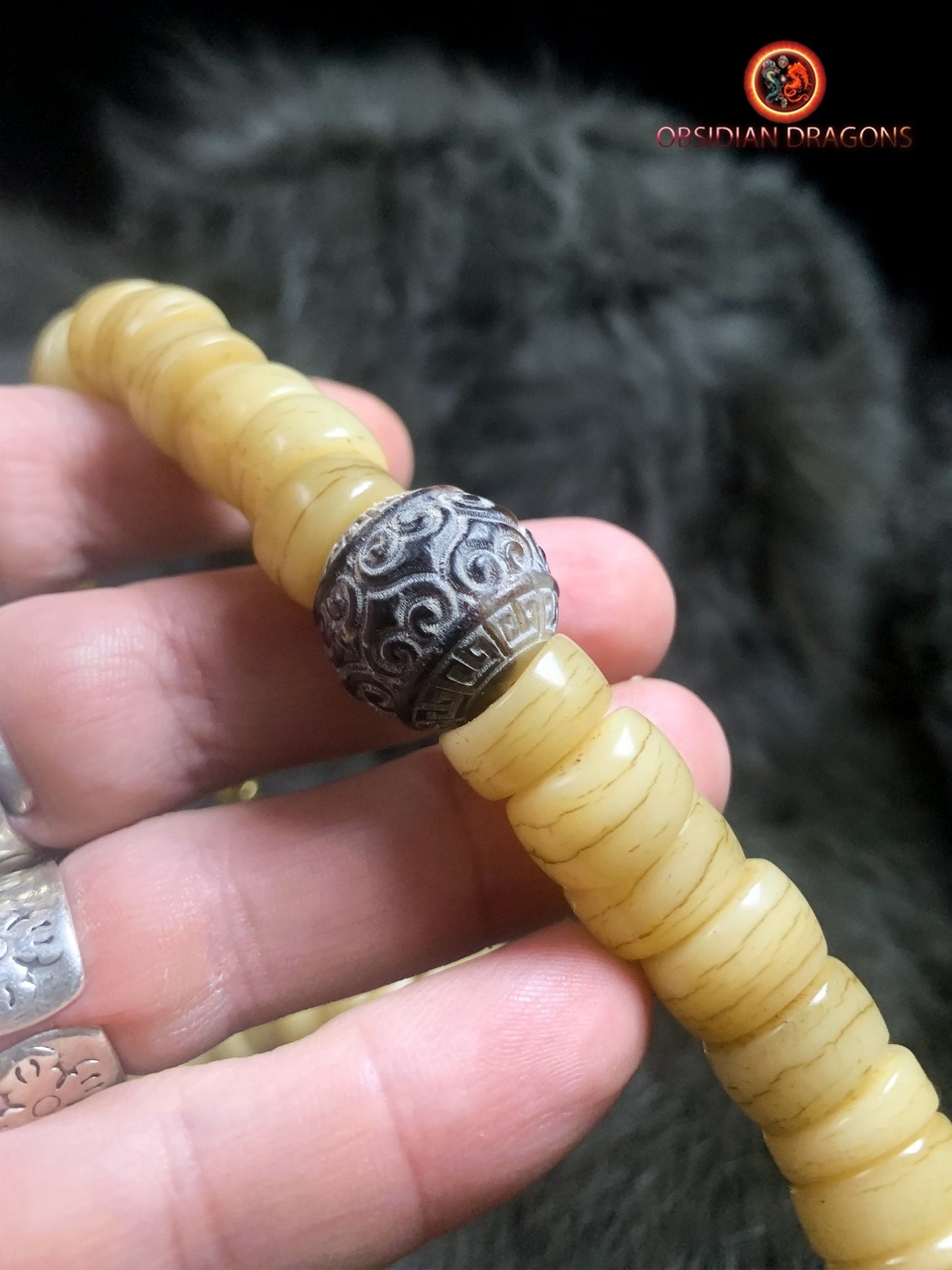 Mala tibétain en os- traditionnel- Ghau ancien