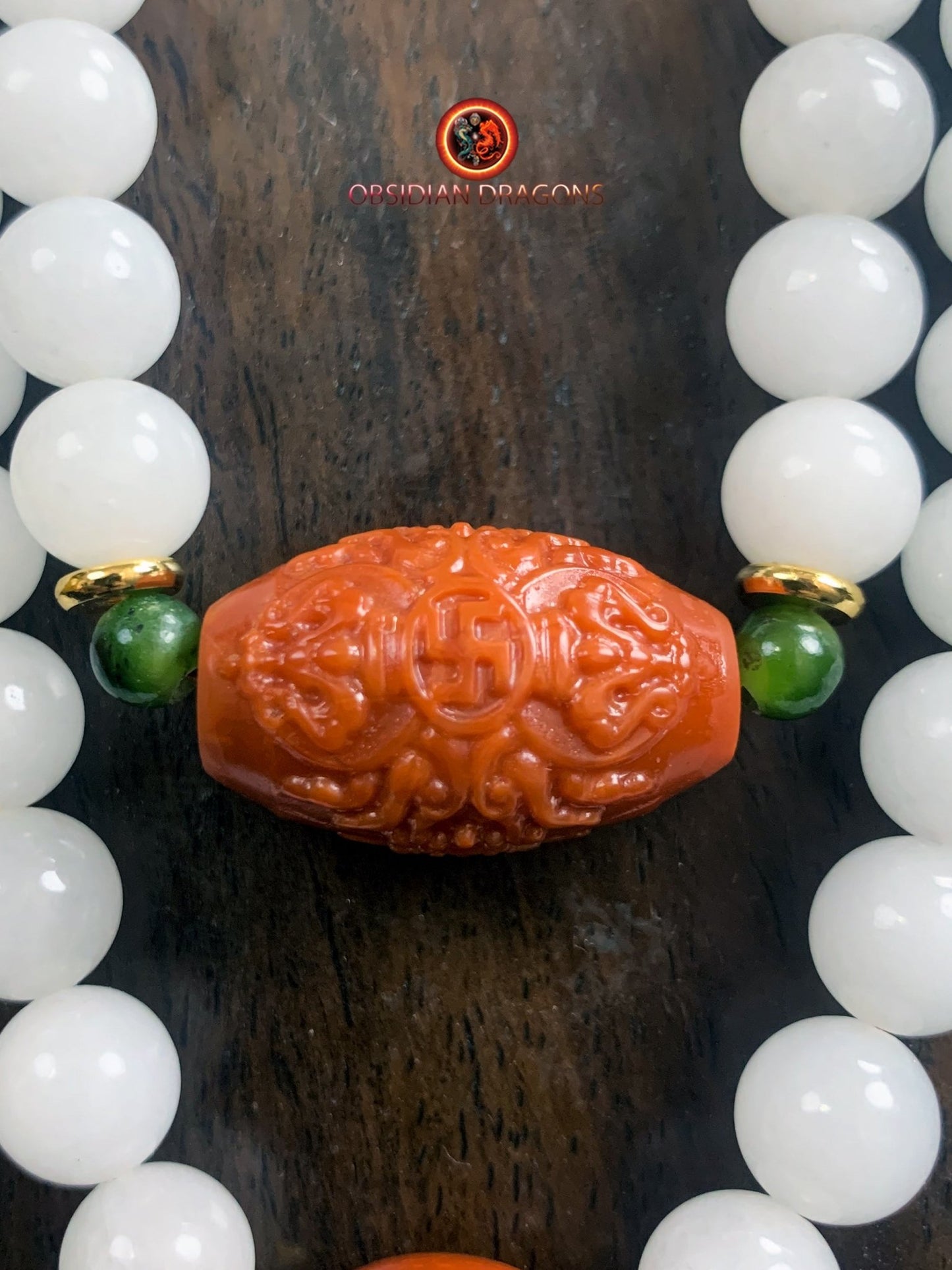 mala en jade blanc- ambre- agate nan hong