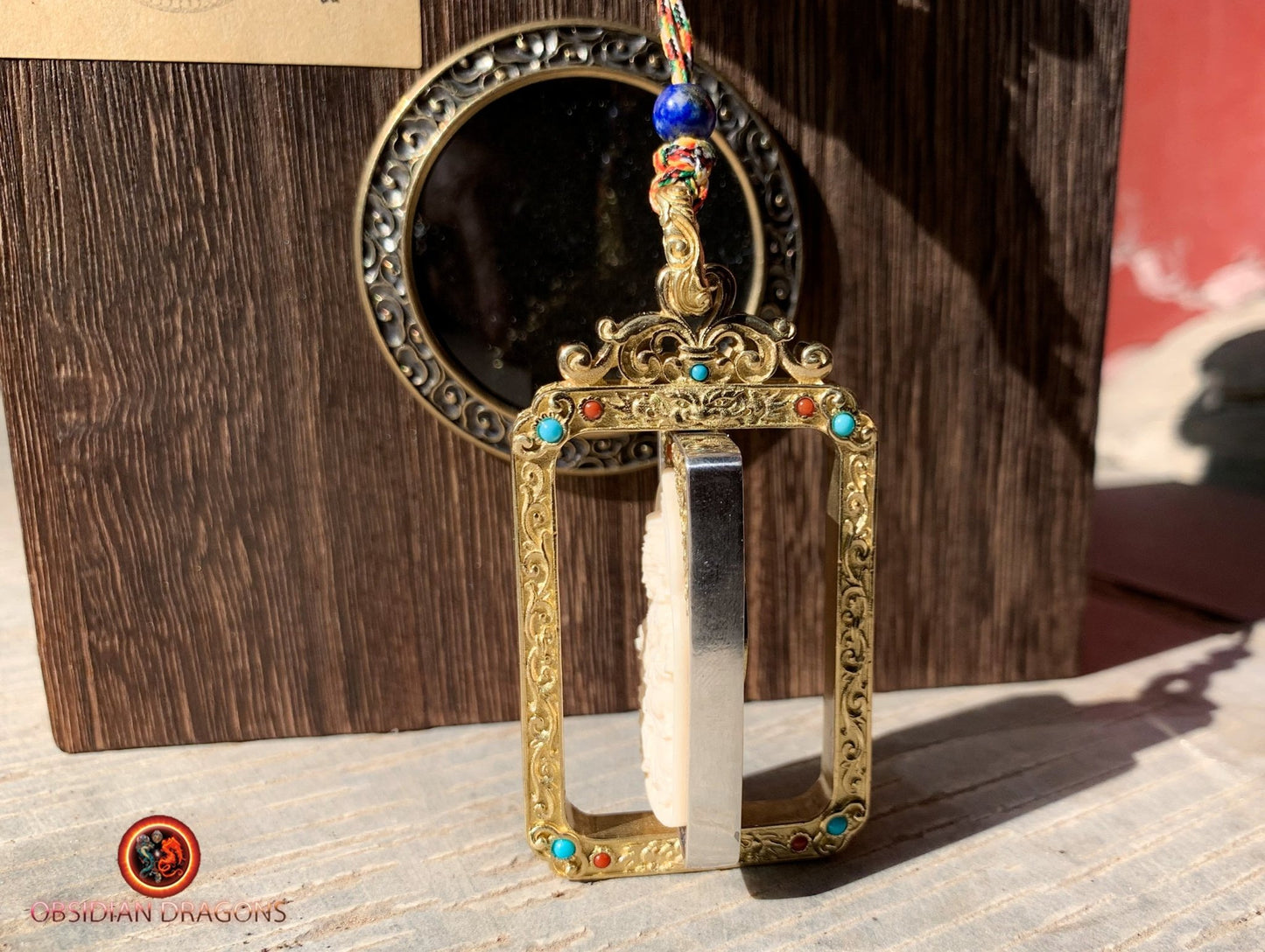 Mala en jade. Déité de la richesse tibétaine Jambhala