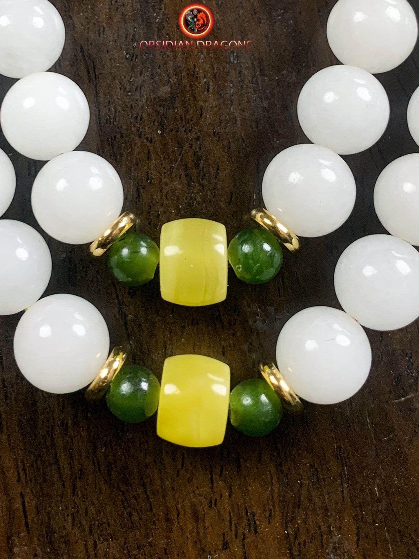 mala en jade blanc- ambre- agate nan hong