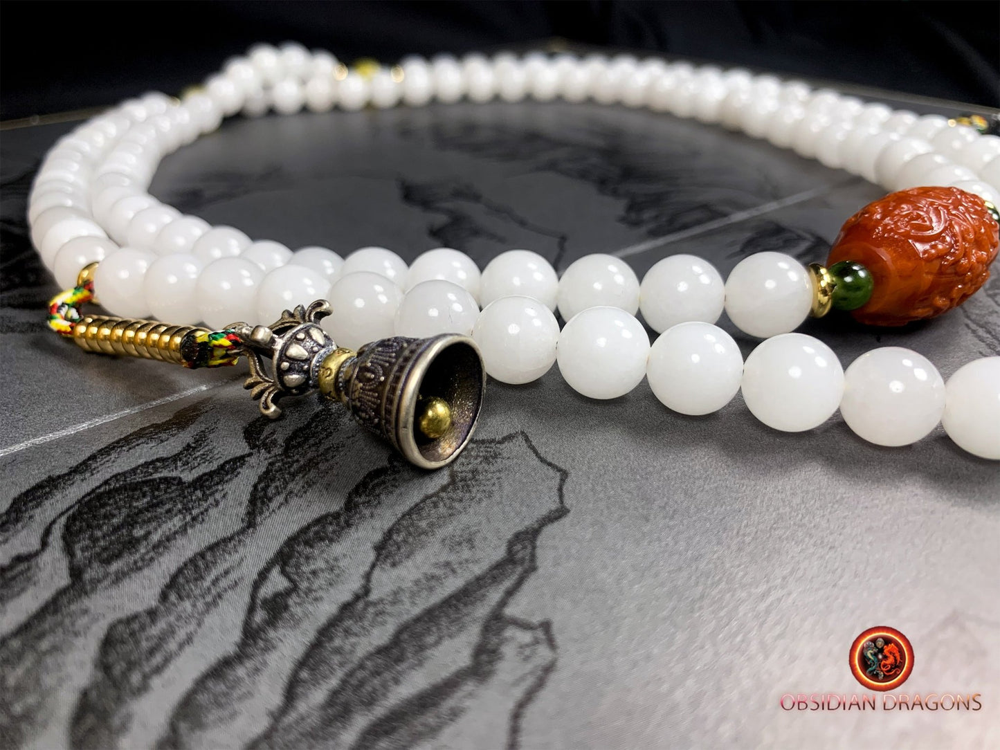 mala en jade blanc- ambre- agate nan hong