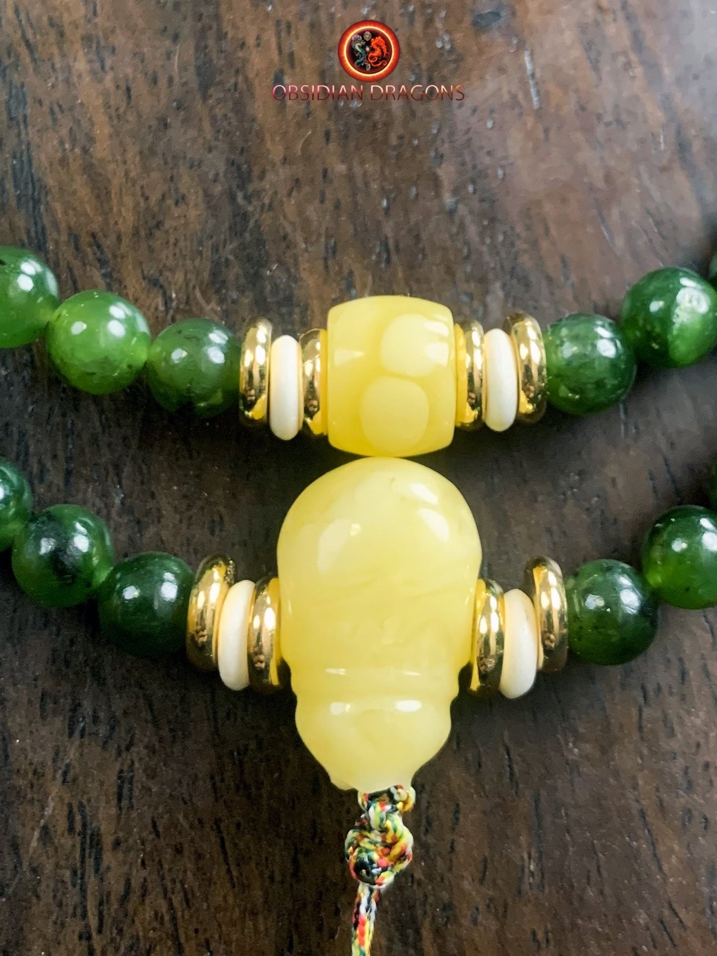 Mala en Jade vert et ambre