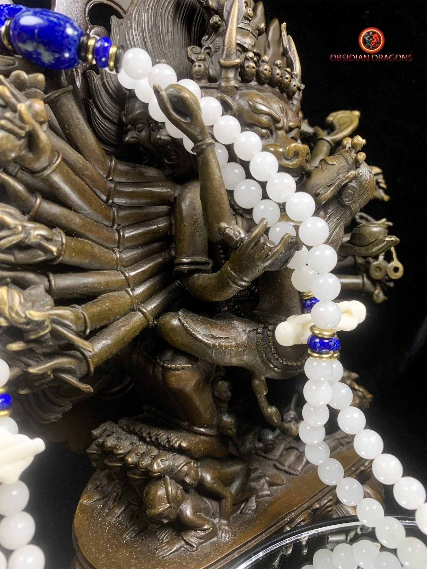 Mala en jade blanc et lapis lazuli- artisanal | obsidian dragons
