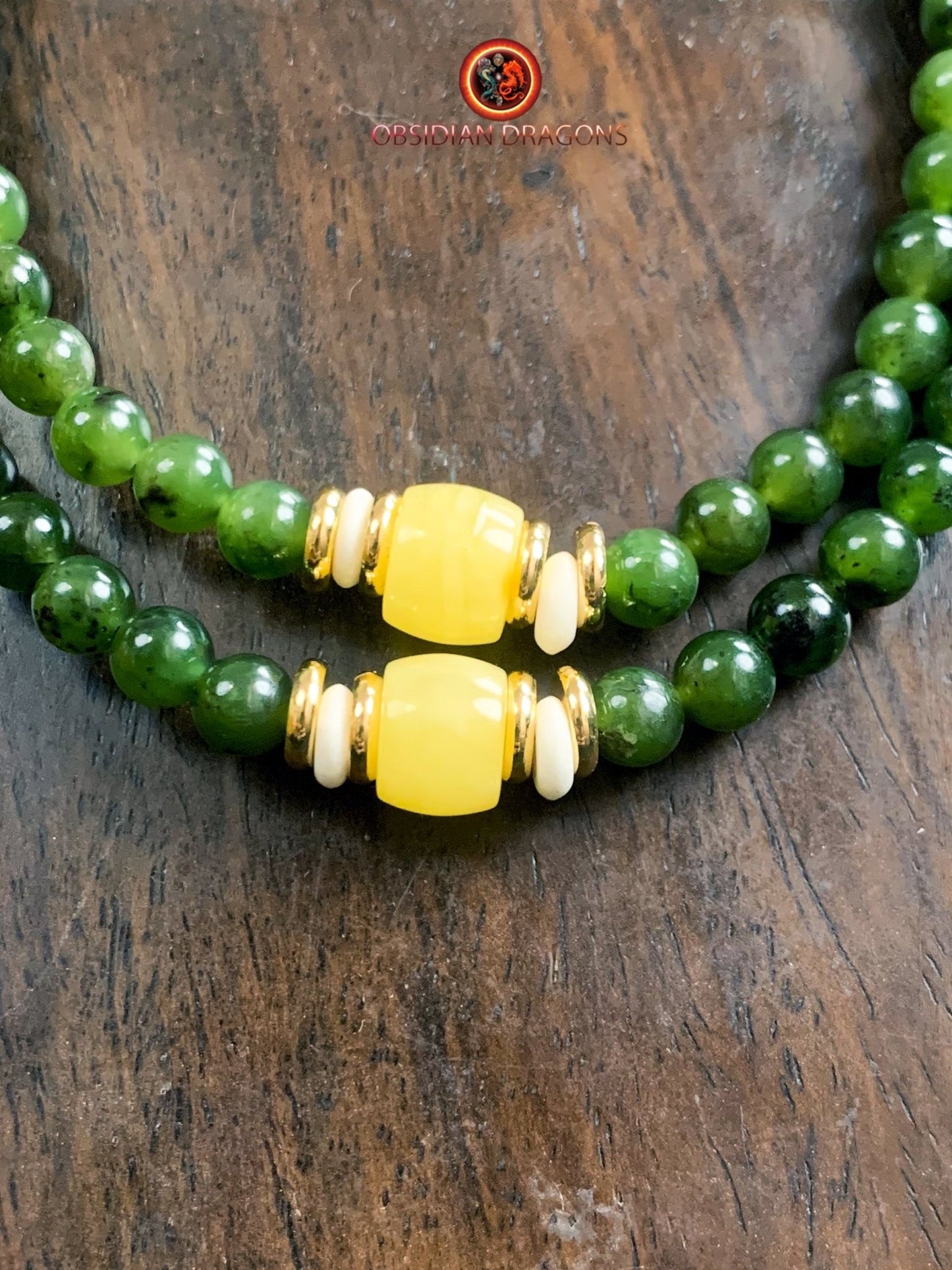 Mala en Jade vert- reliquaire bouddhiste
