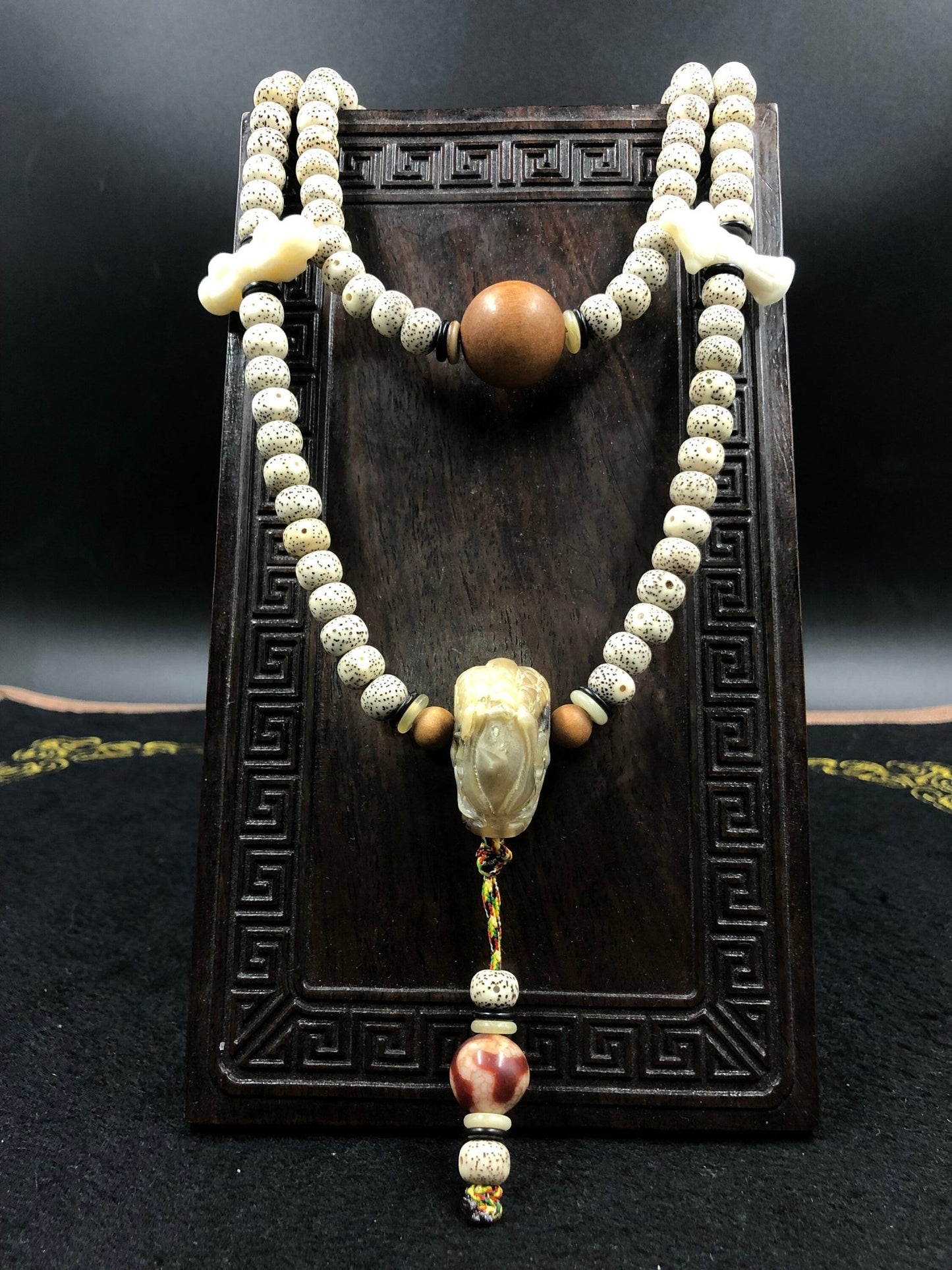 Mala- 108 graines de bodhi- Dragon- Dzi