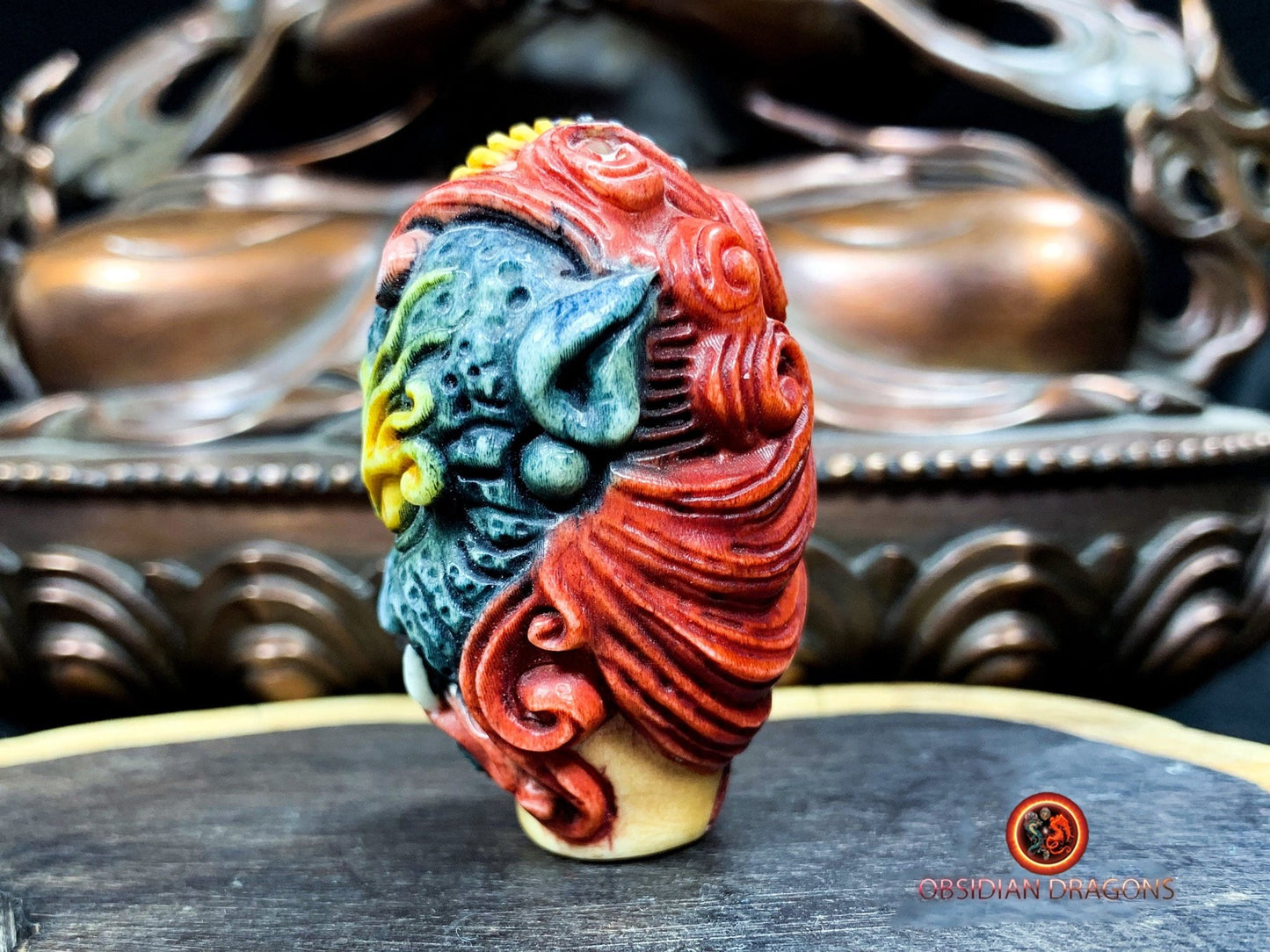 Pendentif mi-Bouddha mi-Demon- rare netsuke