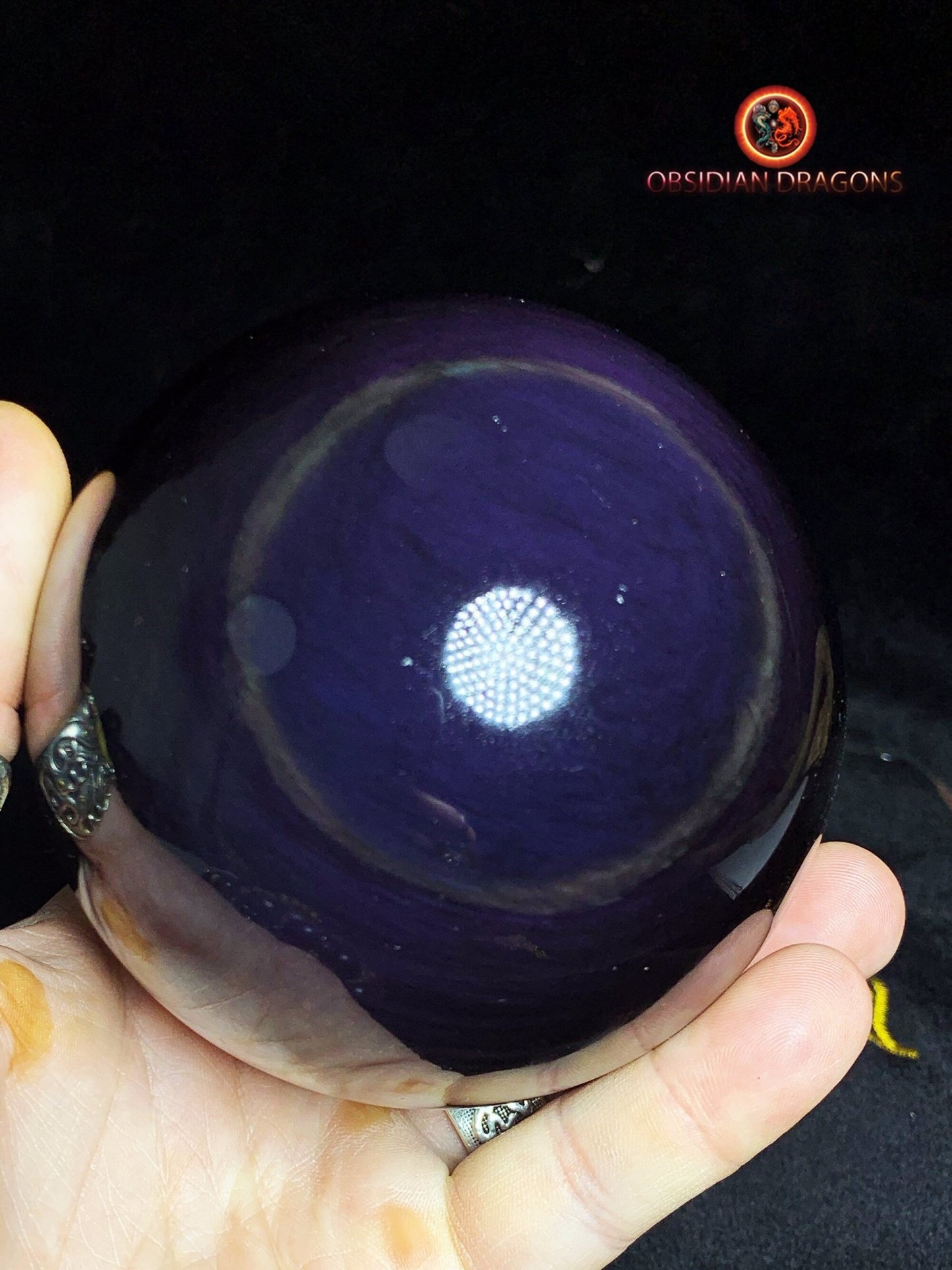 Grande sphère en obsidienne œil céleste - Unique - 10cm