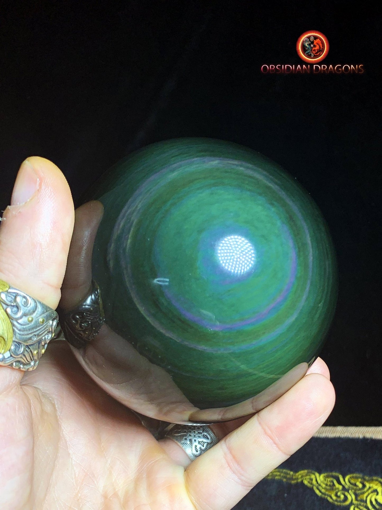 Grande sphère en obsidienne œil céleste - Unique - 9cm