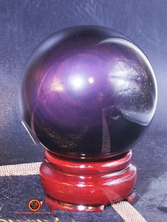 Sphère en obsidienne œil céleste - Unique - Exceptionnelle