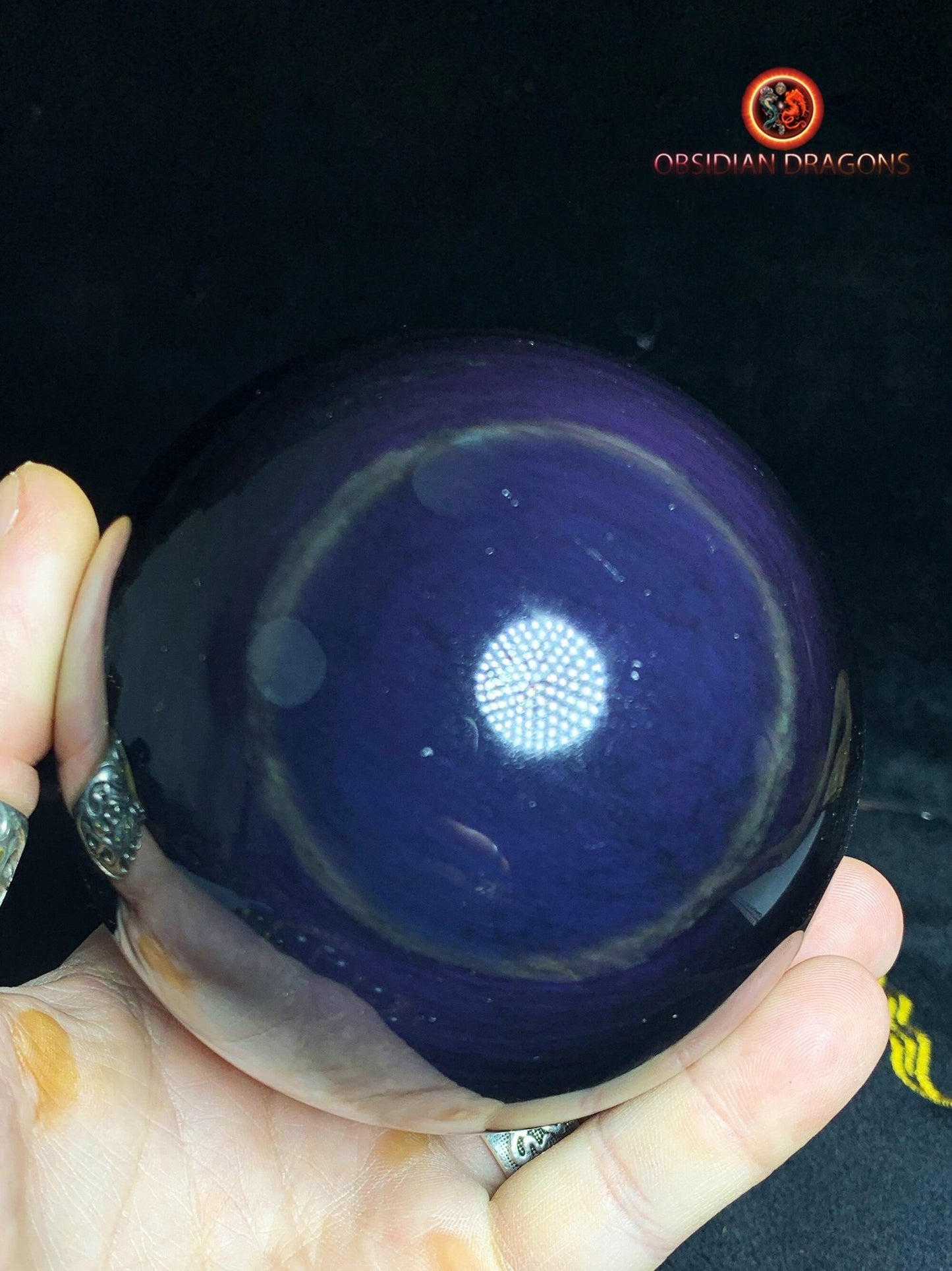 Grande sphère en obsidienne œil céleste - Unique - 10cm