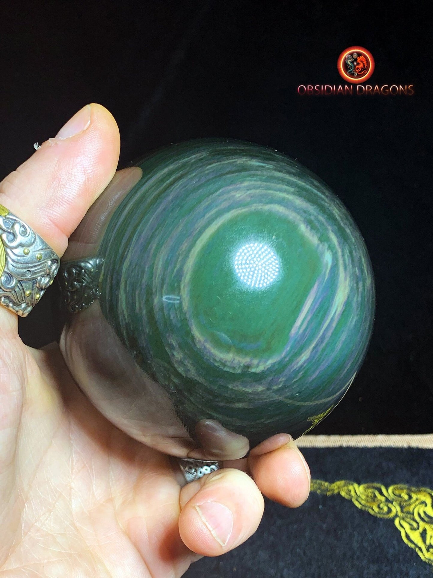Grande sphère en obsidienne œil céleste - Unique - 9cm